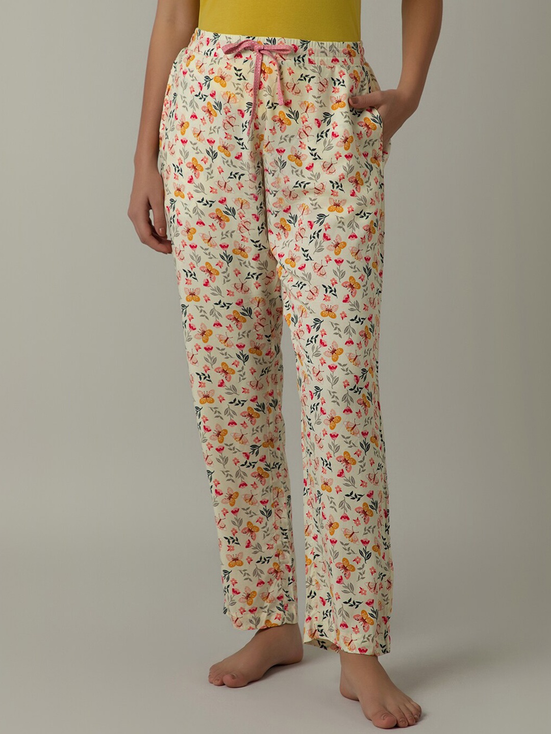 

Amante Printed Mid Rise Ankle Length Lounge Pants, Beige