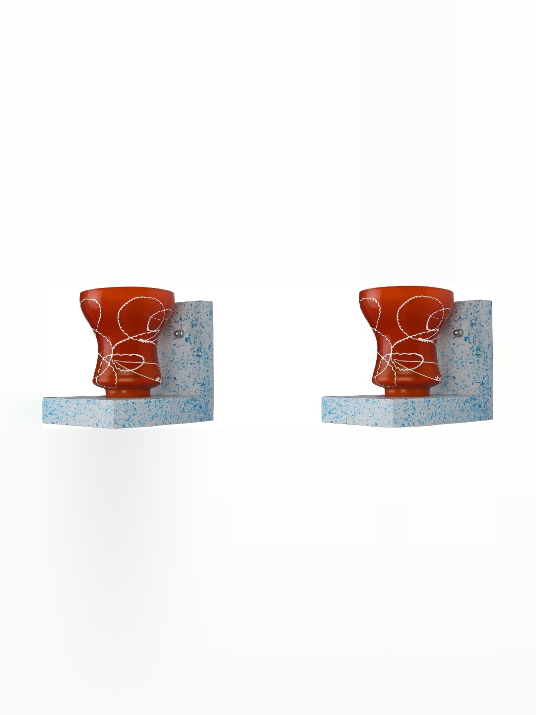 

1ST TIME Red & White 2 Pieces Printed Glass Traditional Wall Lamp