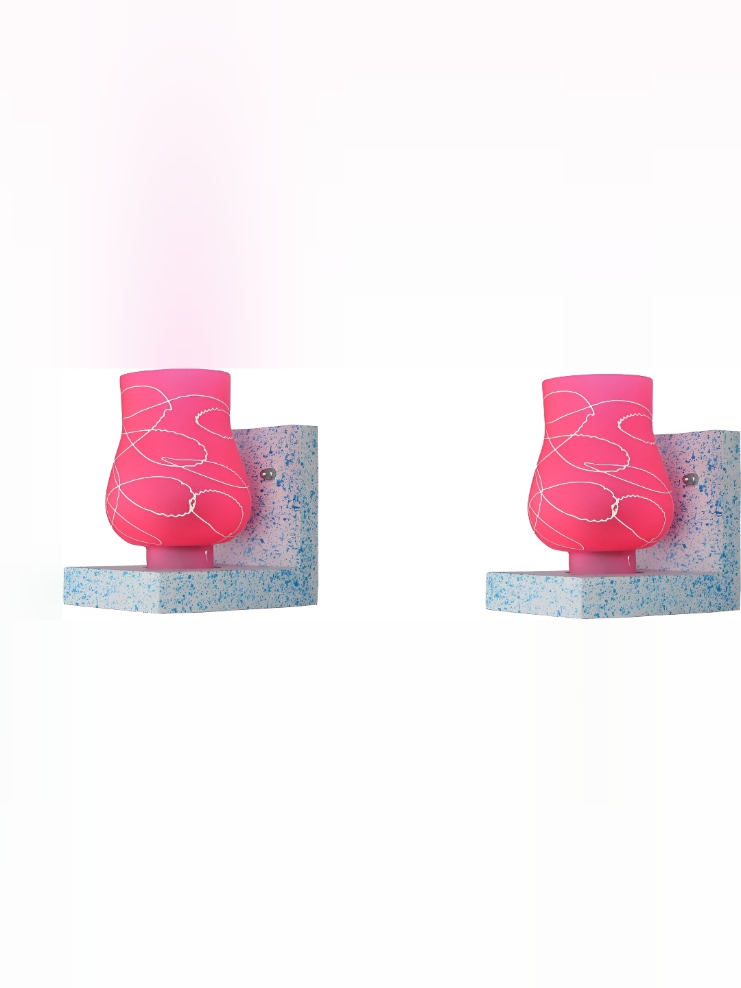 

1ST TIME Pink & White 2 Pieces Printed Glass Contemporary Wall Lamps