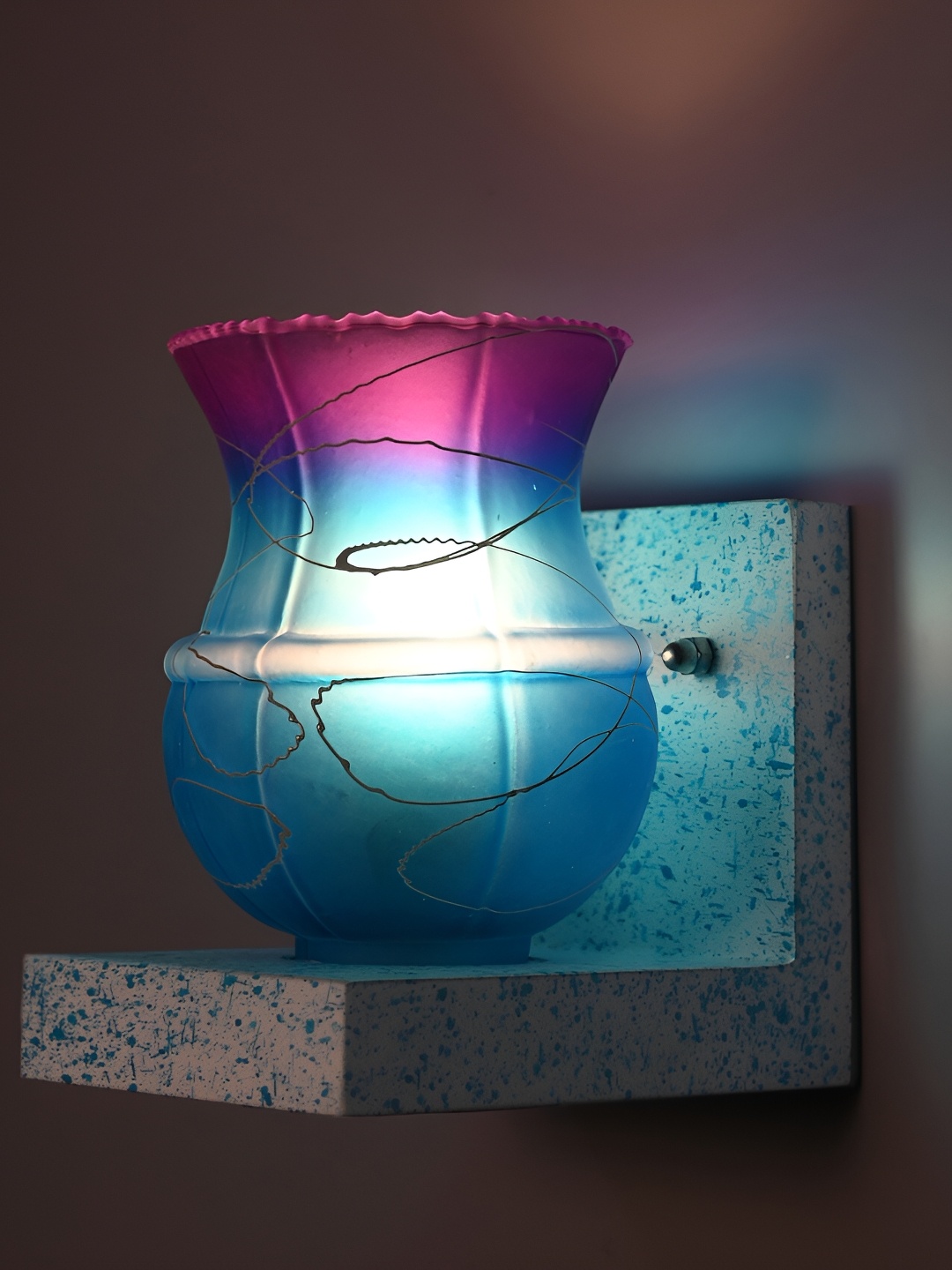 

1ST TIME Blue & Pink Printed Glass Contemporary Wall Lamp