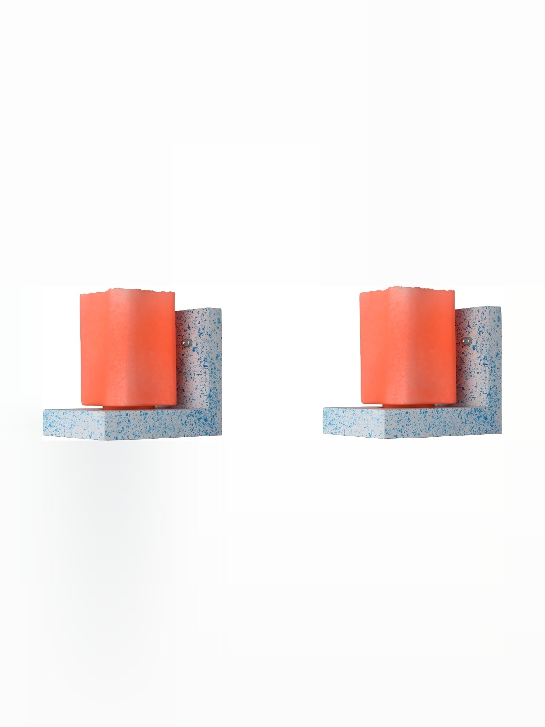 

1ST TIME Orange & White 2 Pcs Printed Contemporary Rectangle Shaped Glass Wall Lamp