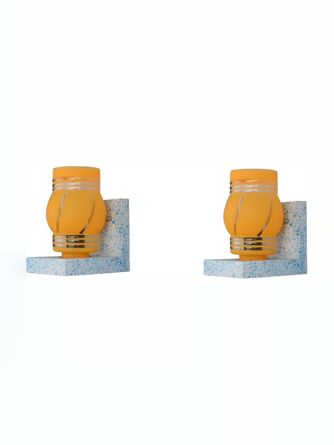 

1ST TIME Yellow & White 2 Pieces Printed Glass Contemporary Wall Lamp