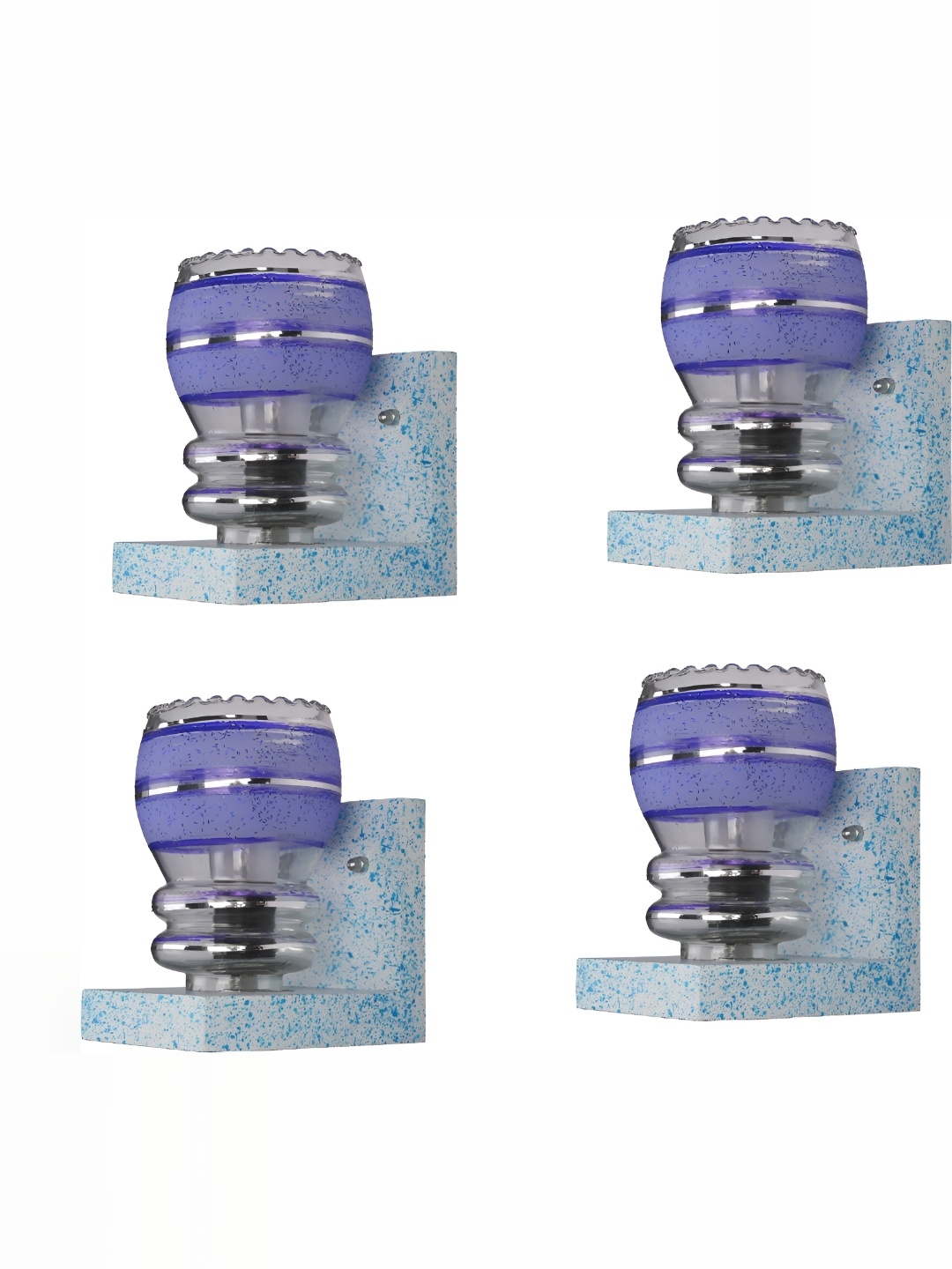 

1ST TIME Blue & Purple 4 Pieces Colourblocked Glass Bell Shaped Contemporary Wall Lamps