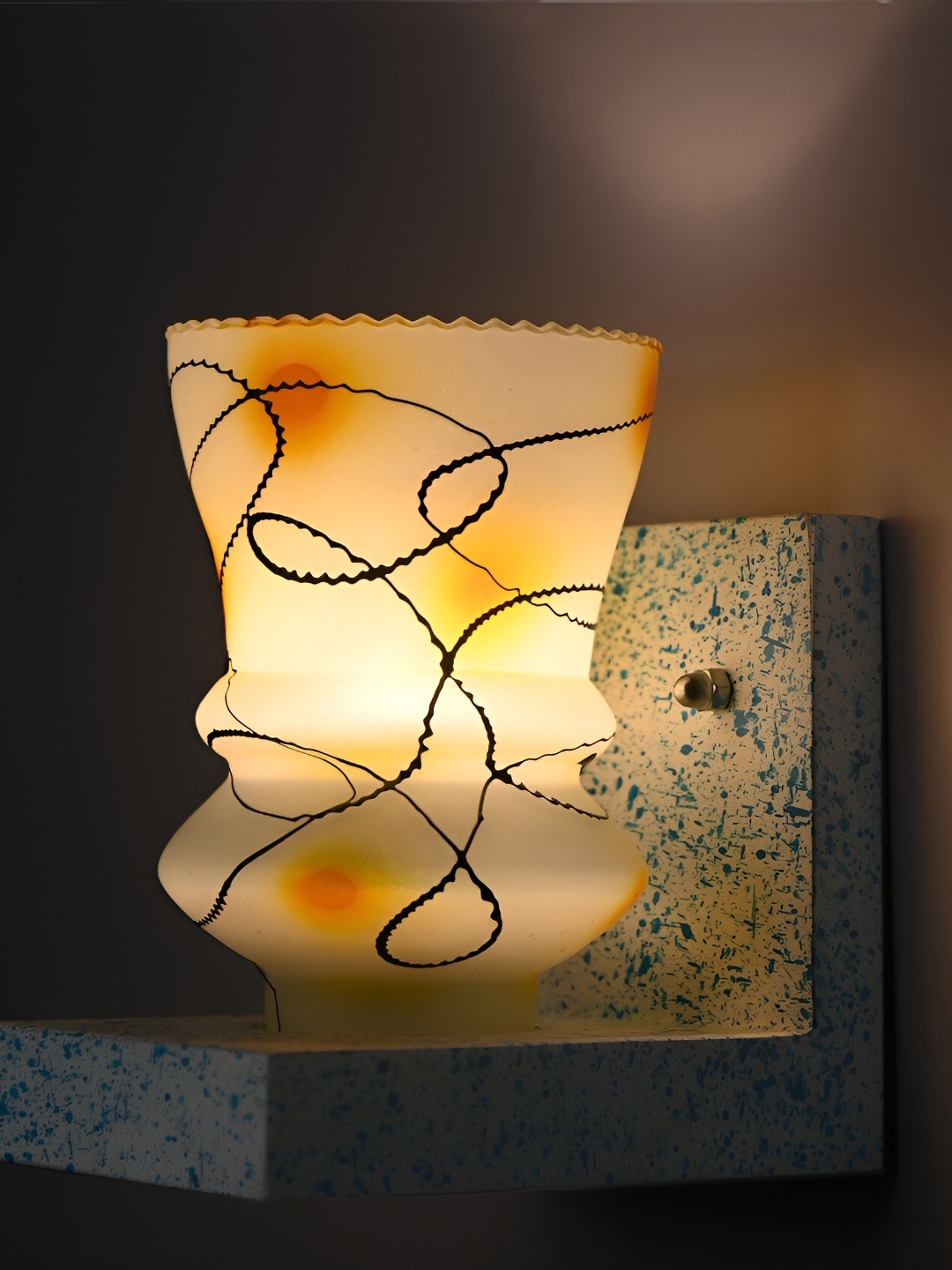 

1ST TIME Yellow & White Printed Glass Traditional Wall Lamp