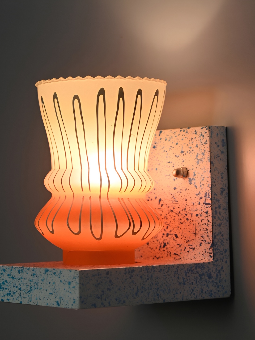 

1ST TIME Orange & Blue Printed Glass Contemporary Wall Lamp