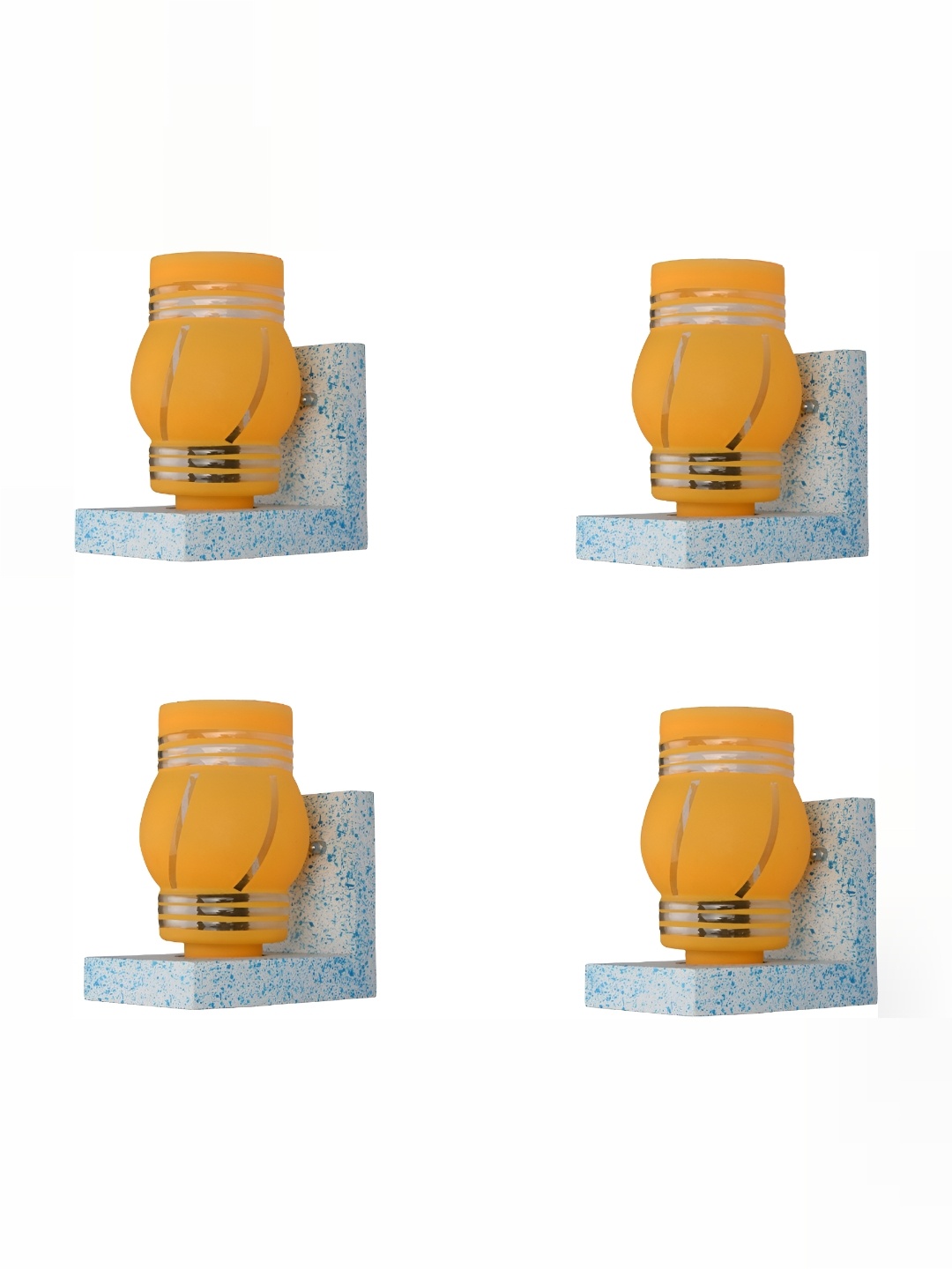 

1ST TIME Yellow & Grey 4 Pieces Printed Glass Traditional Wall Lamps