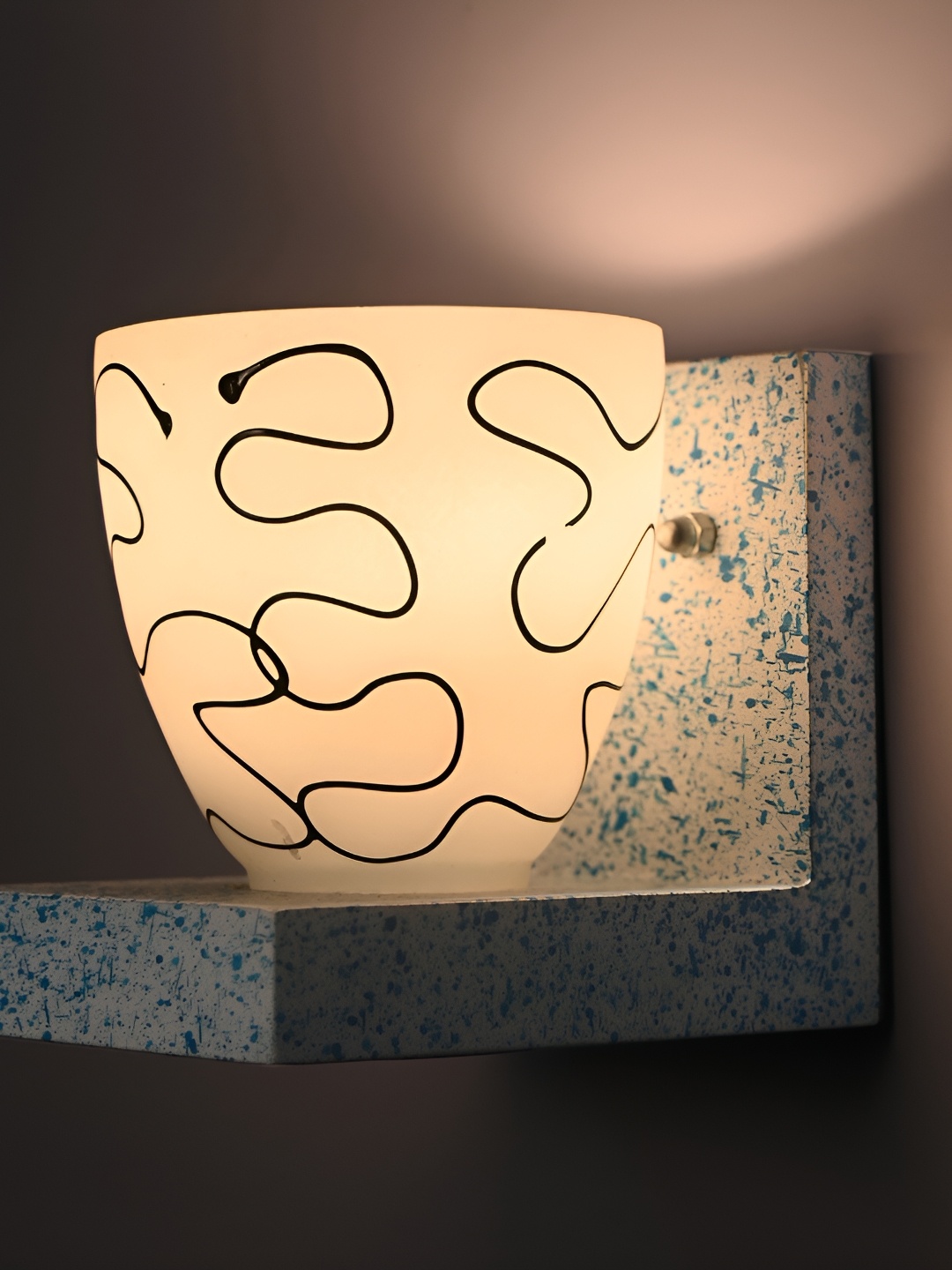 

1ST TIME Black & White Glass Printed Contemporary Bell Shaped Wall Lamps