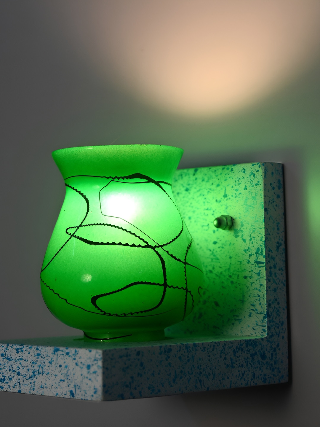 

1ST TIME Green & Black Printed Glass Traditional Wall Lamp