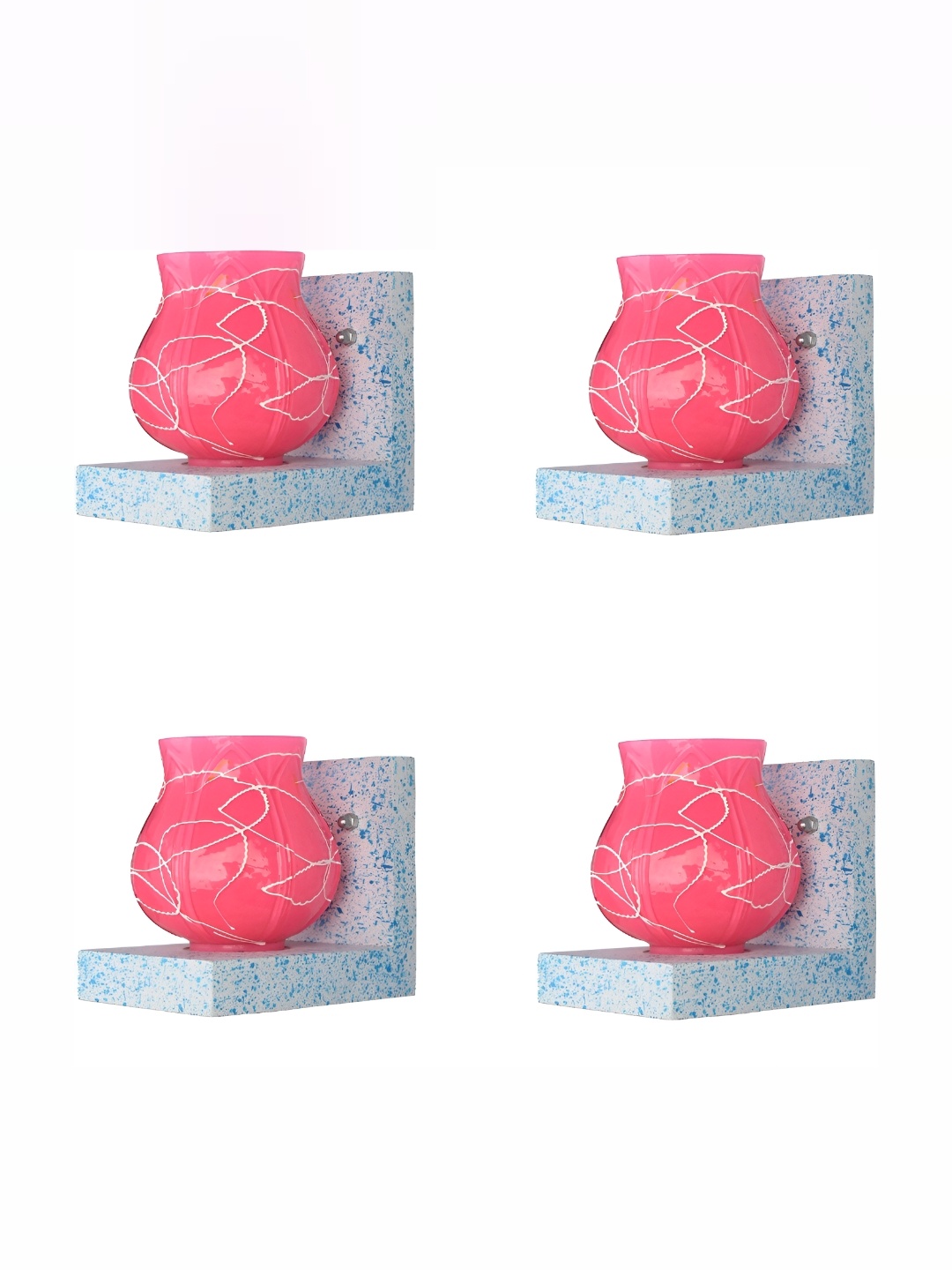 

1ST TIME Pink & White 4 Pieces Textured Glass Traditional Wall Lamps
