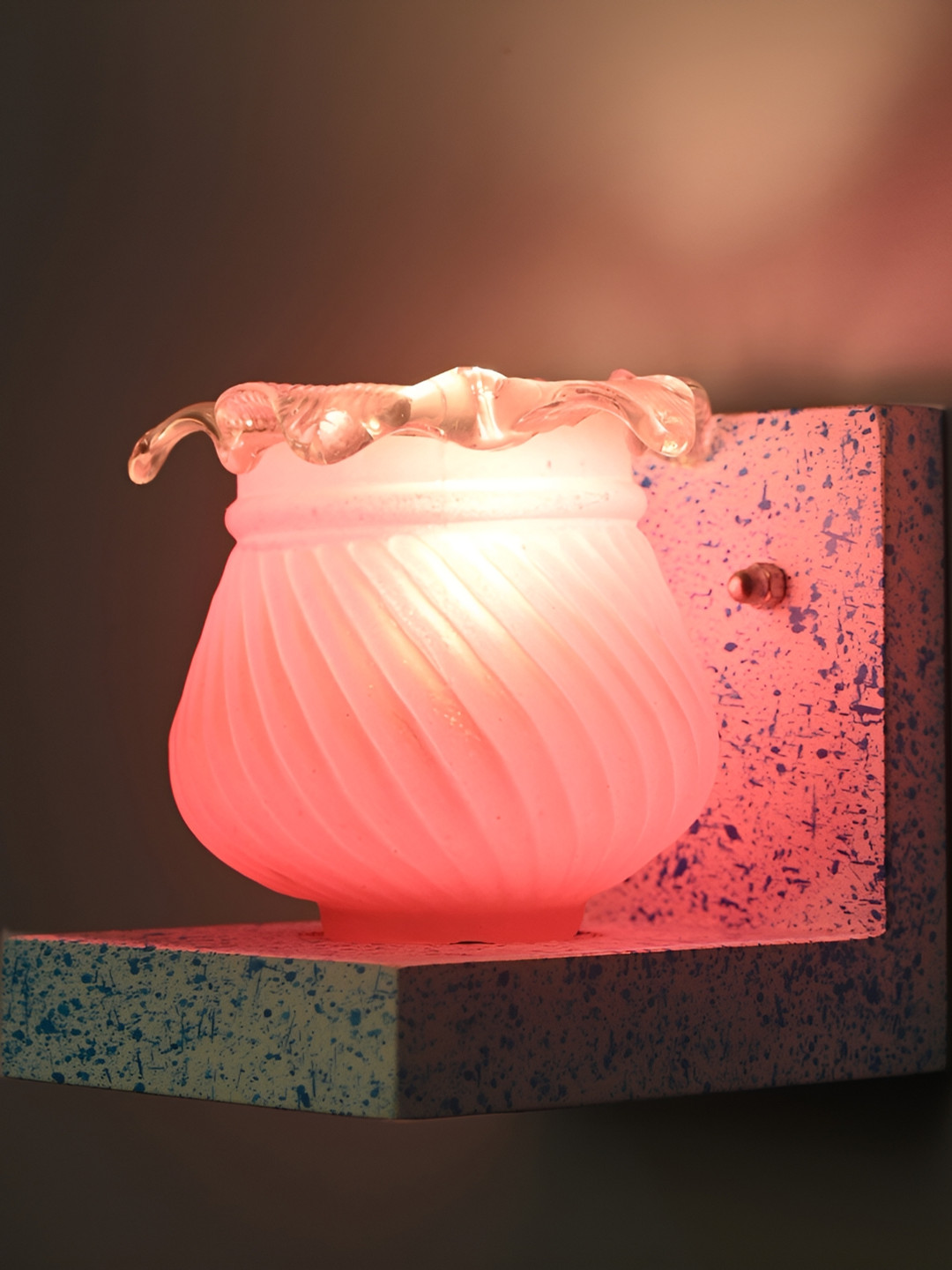

1ST TIME Pink & White Textured Glass Contemporary Wall Lamp
