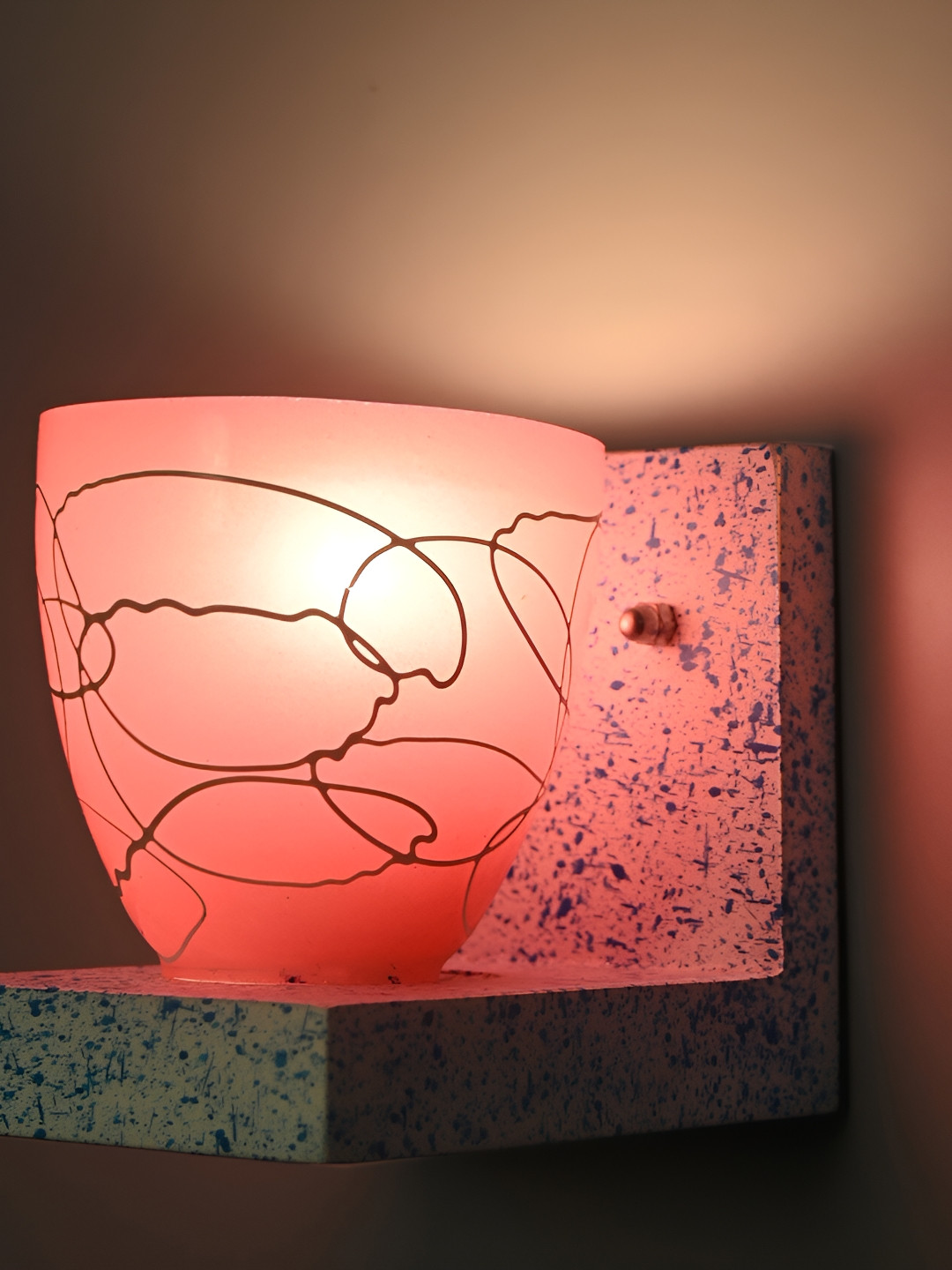 

1ST TIME Pink & Blue Glass Printed Contemporary Bell Shaped Wall Lamp