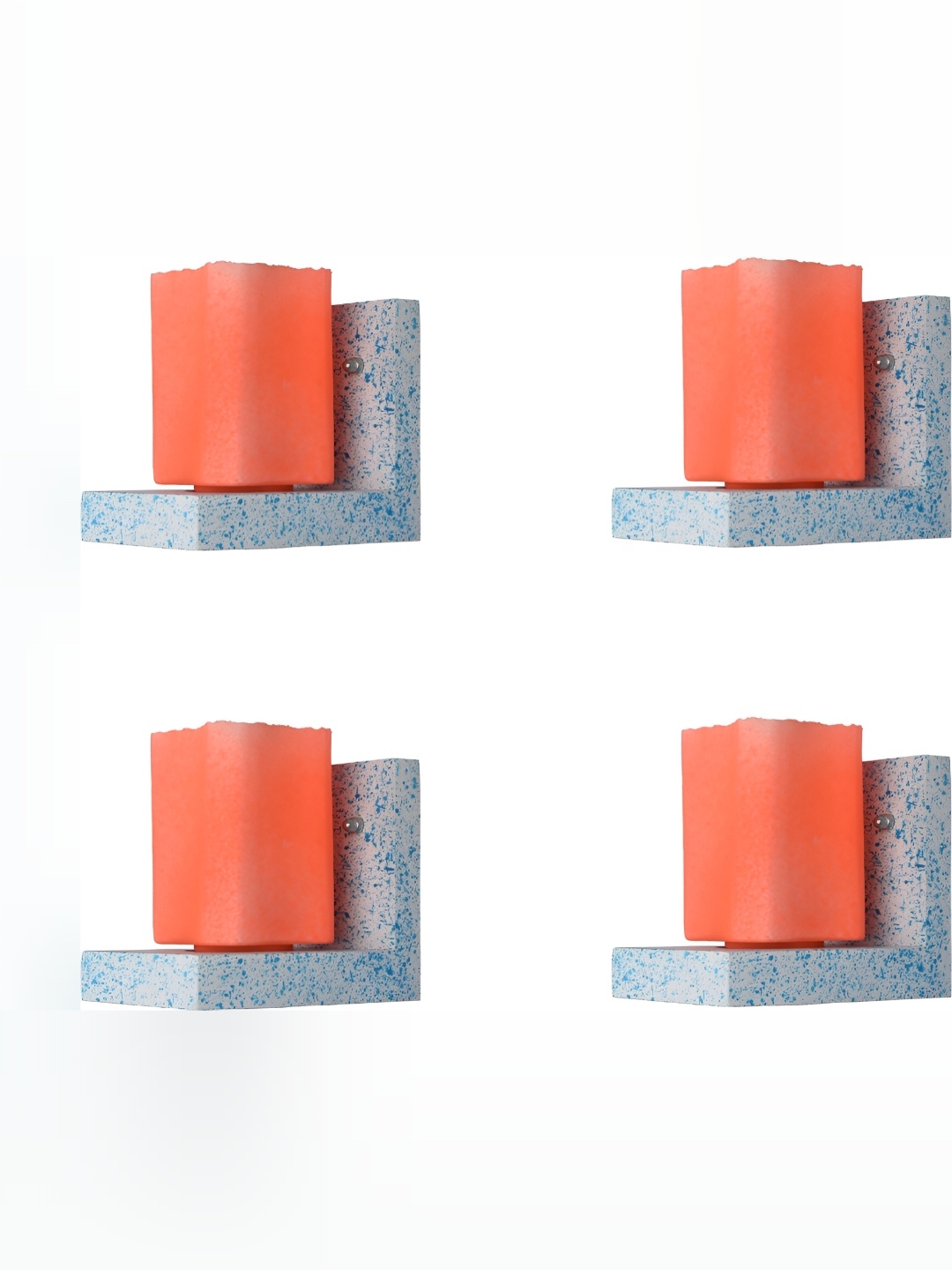

1ST TIME Orange & White 4 Pieces Glass Contemporary Rectangle Shaped Wall Lamps