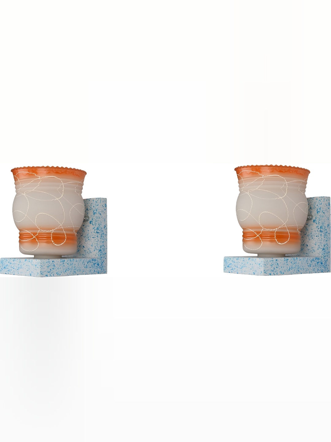 

1ST TIME White & Orange 2 Pieces Glass Contemporary Cylinder Shaped Wall Lamp