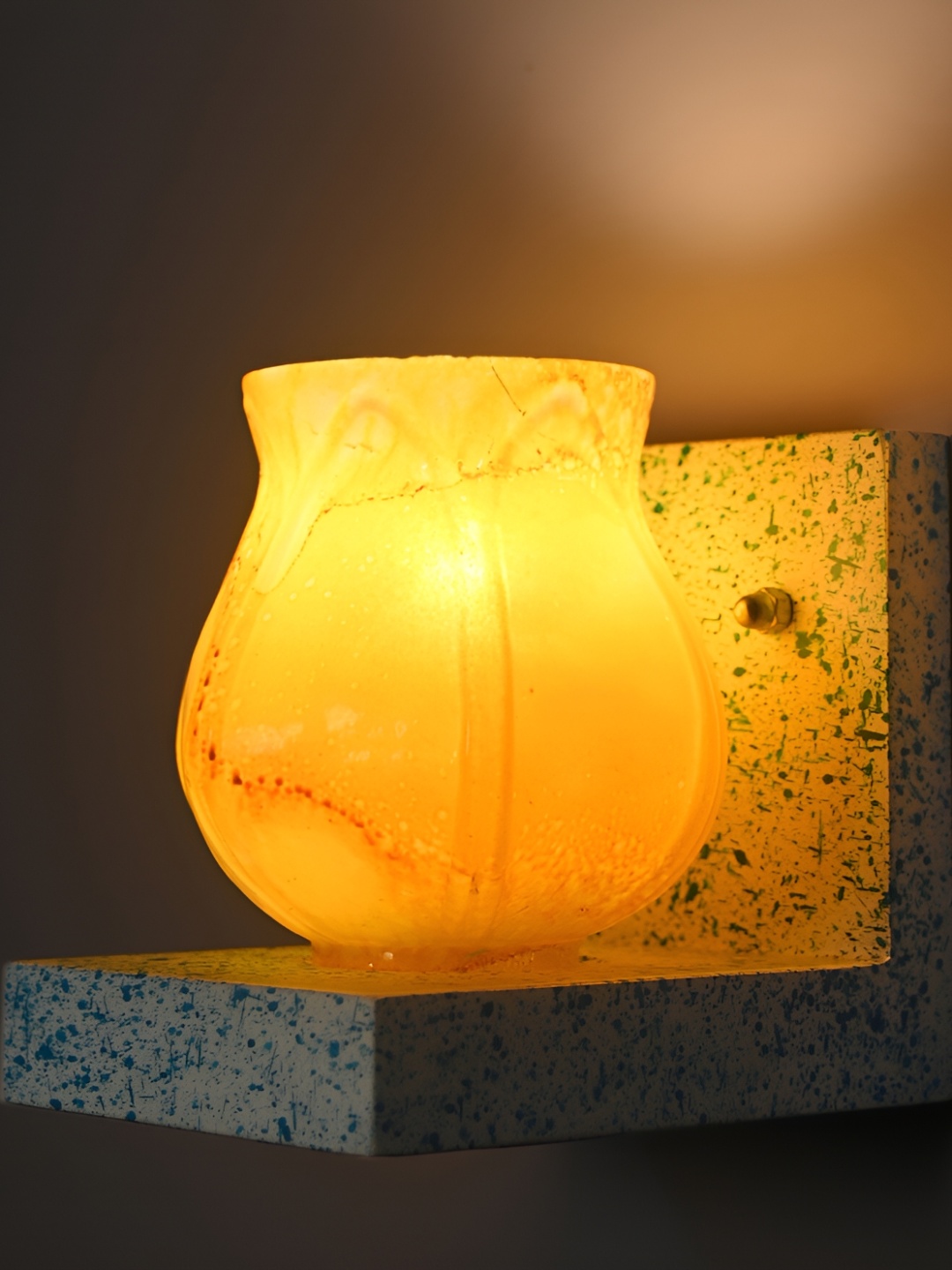 

1ST TIME Yellow & Blue Textured Glass Traditional Wall Lamp