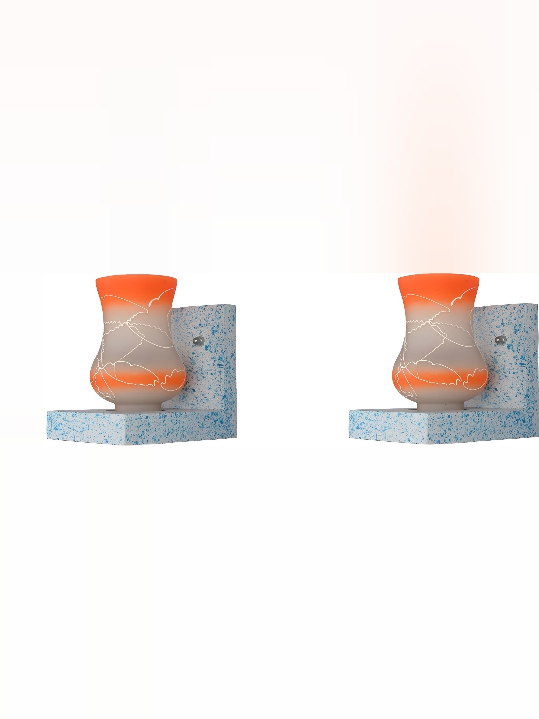 

1ST TIME Orange & Grey 2 Pcs Textured Glass Traditional Wall Lamp