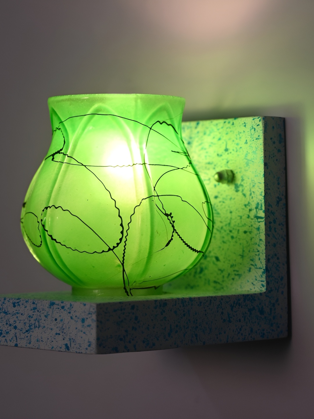 

1ST TIME Green & White Printed Glass Contemporary Wall Lamp