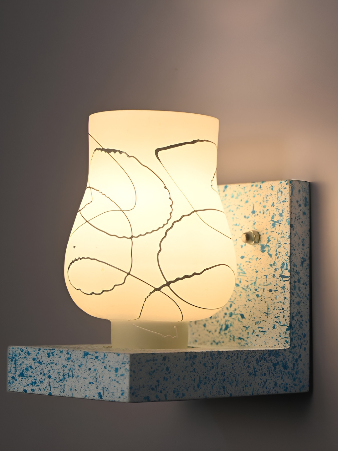 

1ST TIME White & Blue Printed Glass Contemporary Wall Lamp