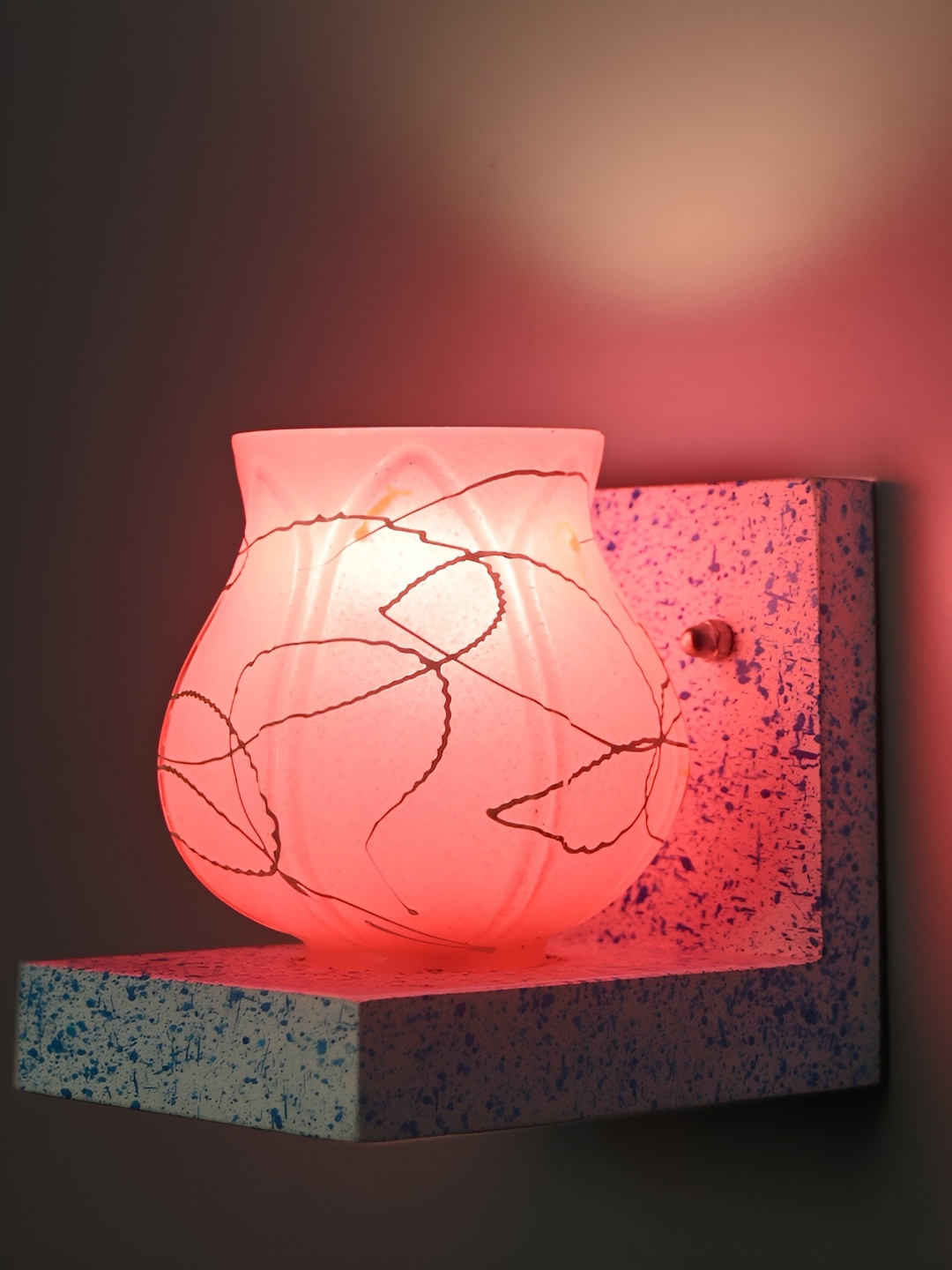 

1ST TIME Pink & White Textured Glass Traditional Wall Lamp