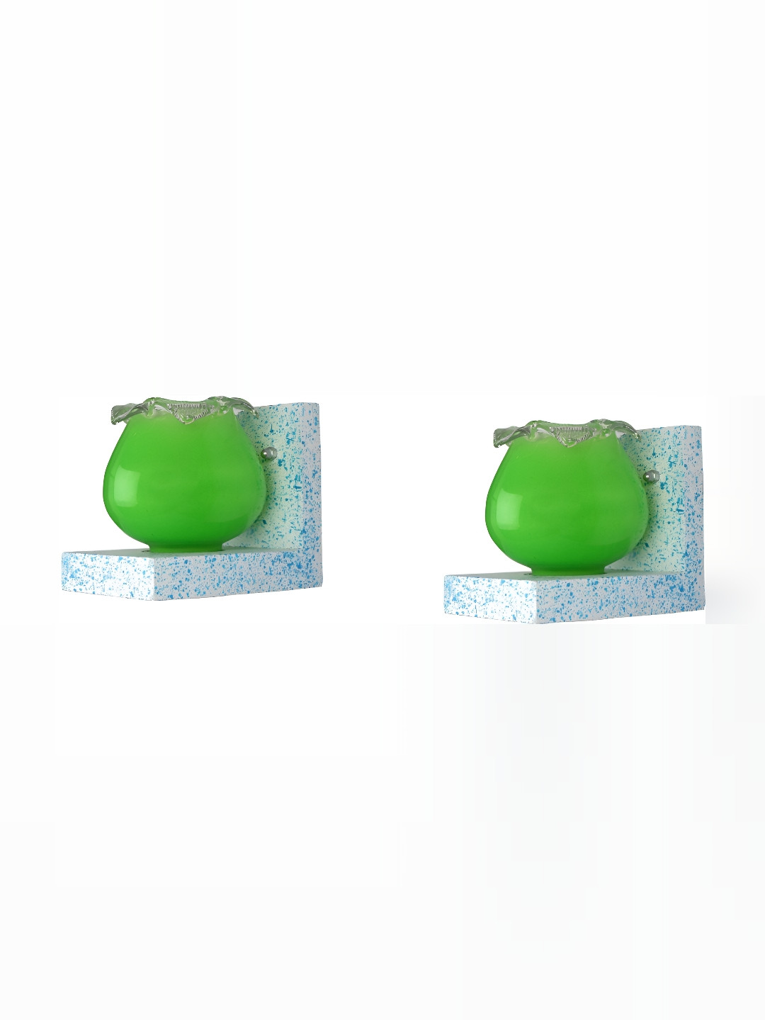

1ST TIME Green & White 2 Pieces Glass Traditional Wall Lamp