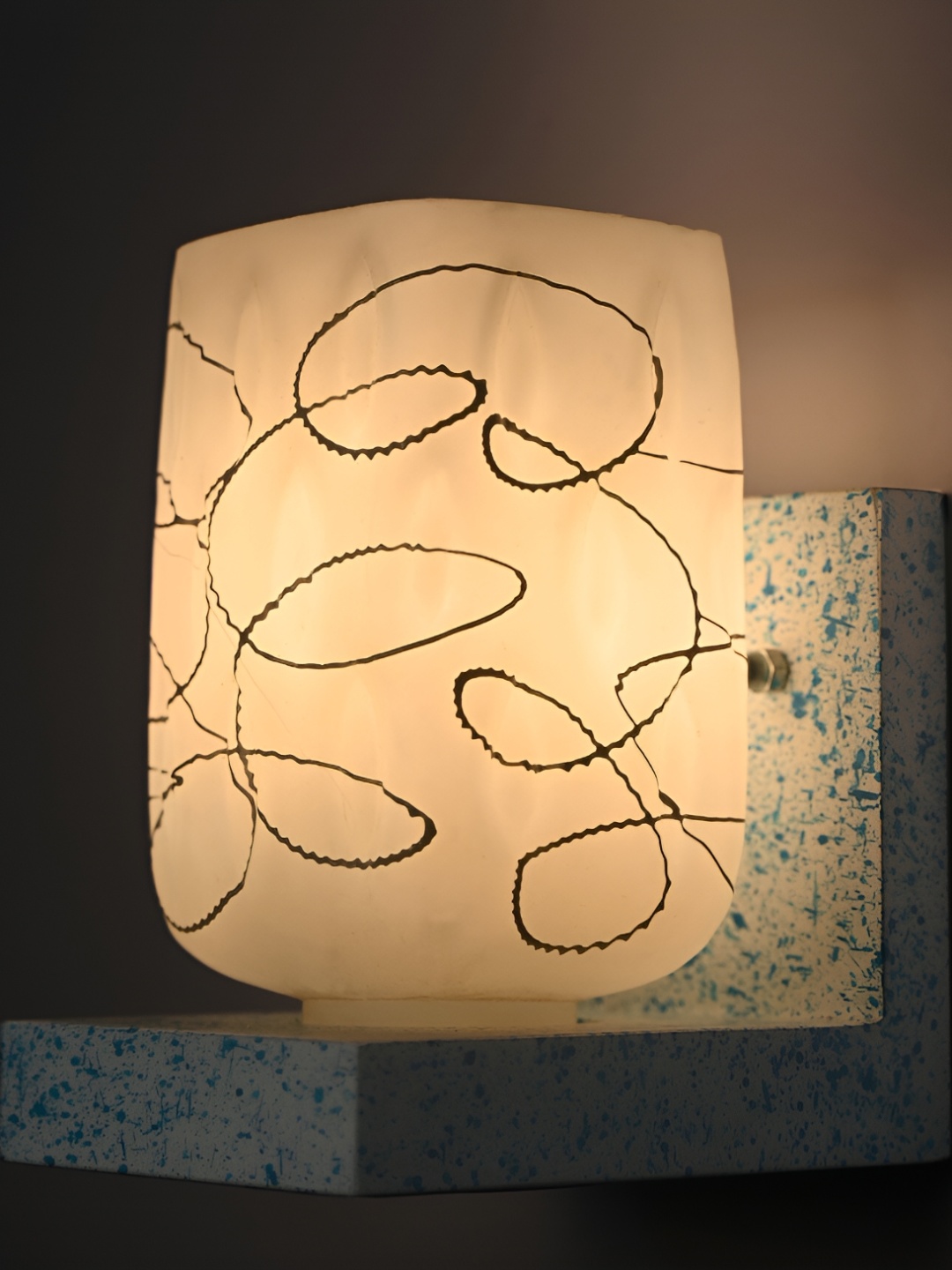 

1ST TIME White & Blue Printed Glass Contemporary Wall Lamp