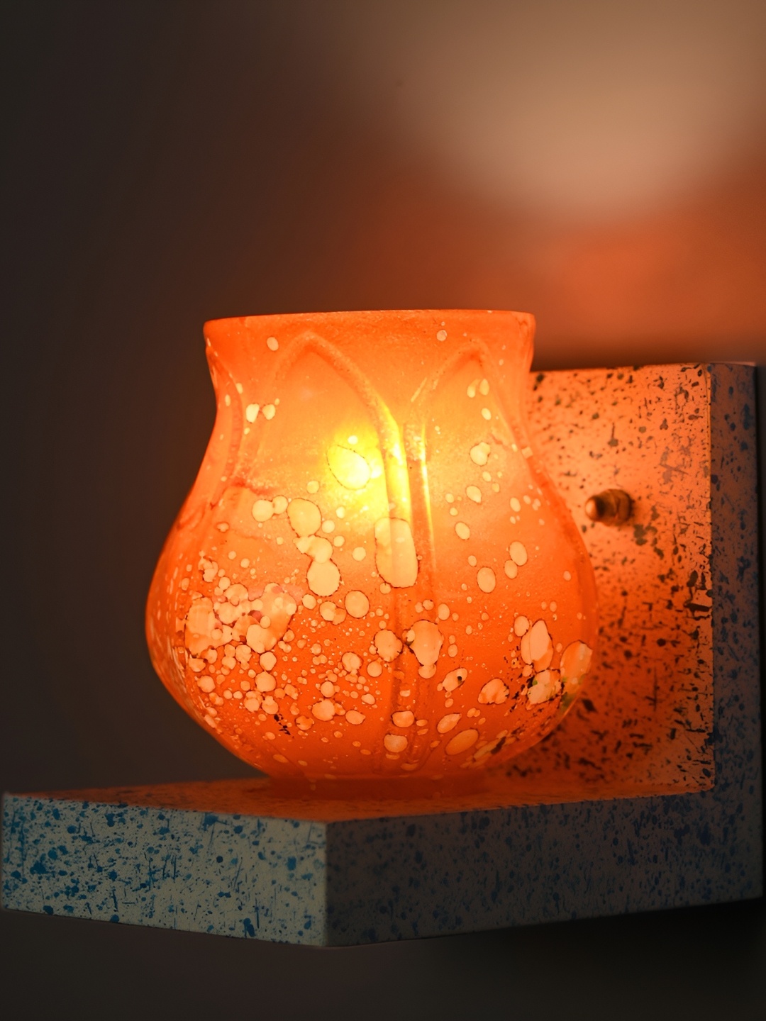 

1ST TIME Orange & White Printed Glass Contemporary Wall Lamp
