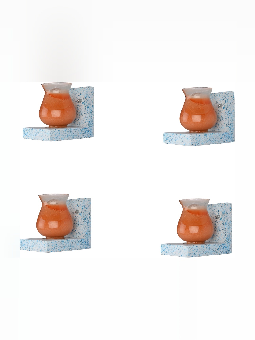 

1ST TIME Orange & White 4 Pieces Colourblocked Glass Traditional Wall Lamps