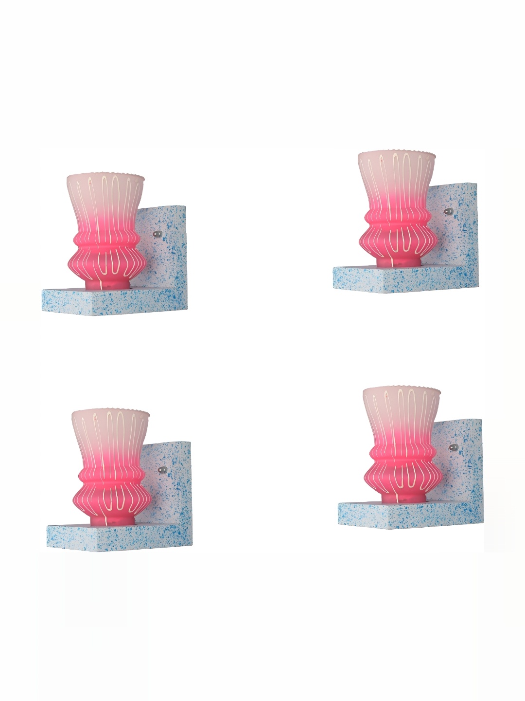 

1ST TIME Pink & White 4 Pieces Glass Traditional Abstract Shaped Wall Lamp