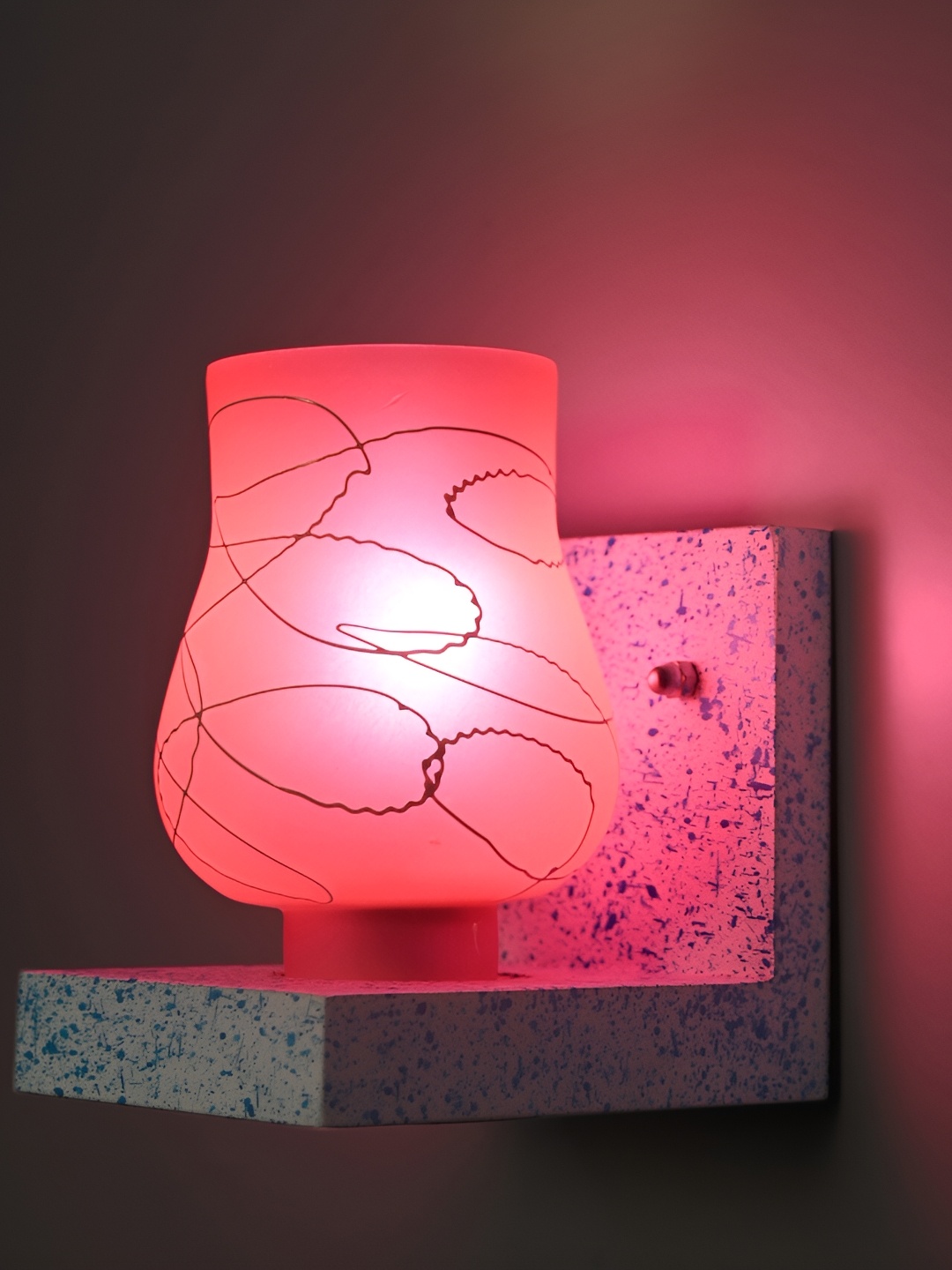 

1ST TIME Pink & Blue Printed Glass Contemporary Abstract Shaped Wall Lamp