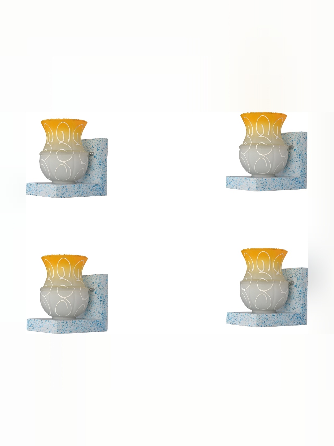 

1ST TIME Yellow & White 4 Pieces Printed Glass Contemporary Wall Lamps