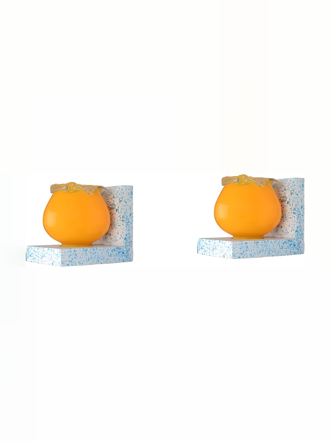 

1ST TIME Yellow & White 2 Pieces Glass Contemporary Bell Wall Lamps