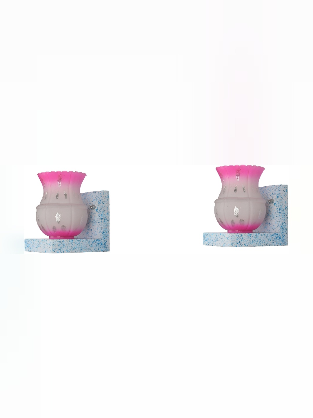 

1ST TIME Pink & White 2 Pieces Glass Printed Contemporary Bell Shaped Wall Lamps