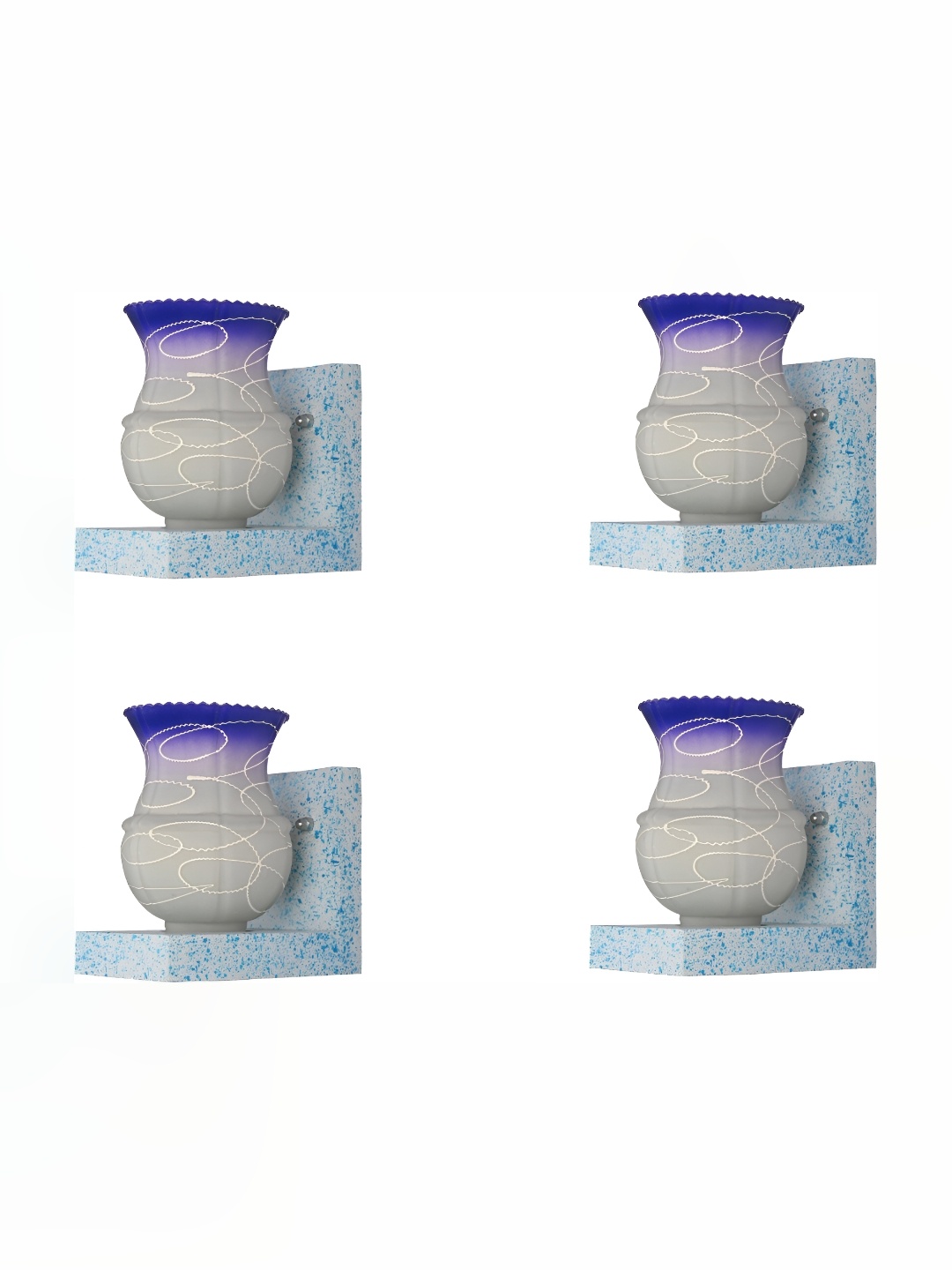 

1ST TIME Blue & Grey 4 Pieces Printed Glass Contemporary Wall Lamps