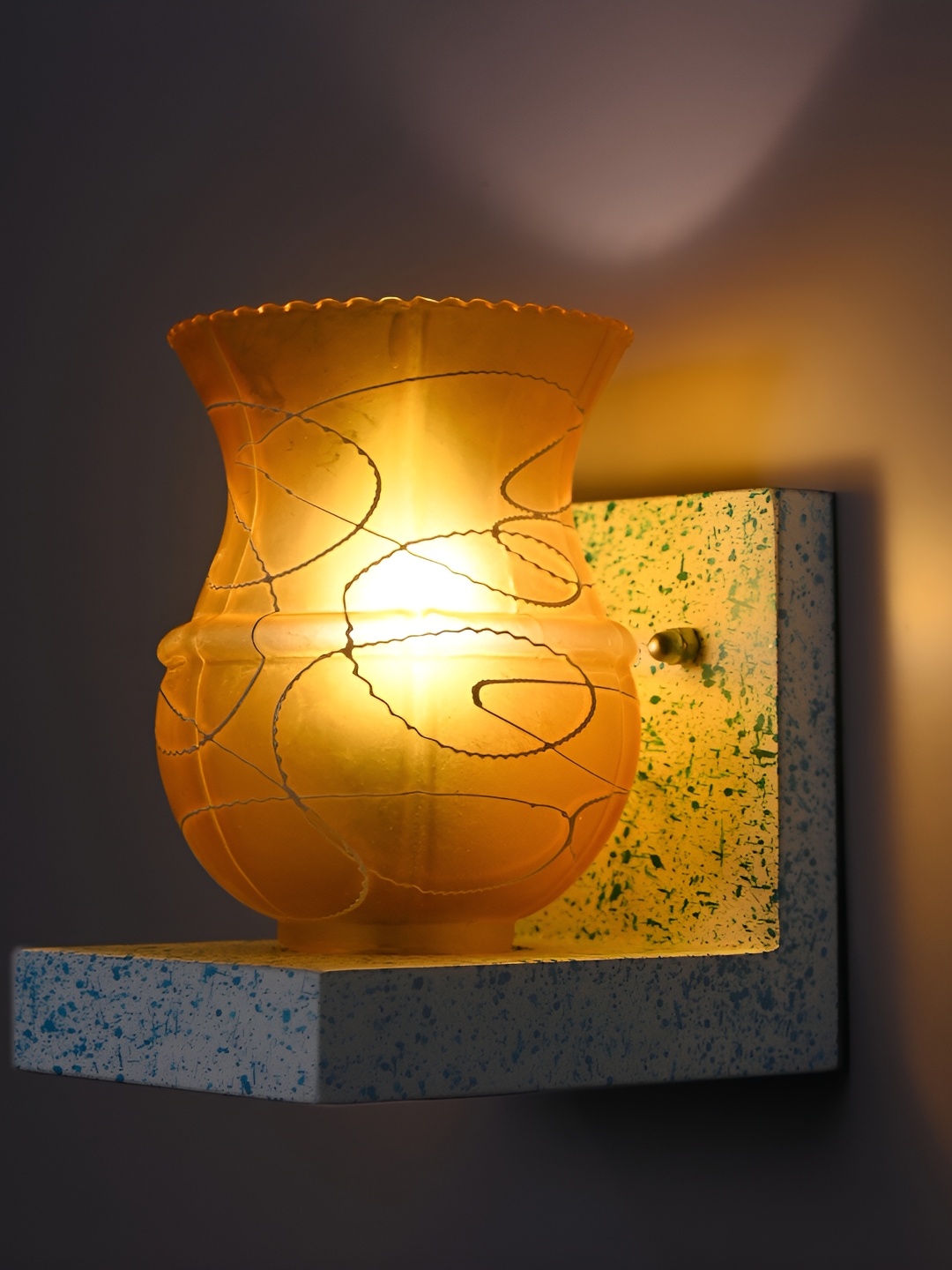 

1ST TIME Yellow & White Printed Glass Contemporary Abstract Shaped Wall Lamp