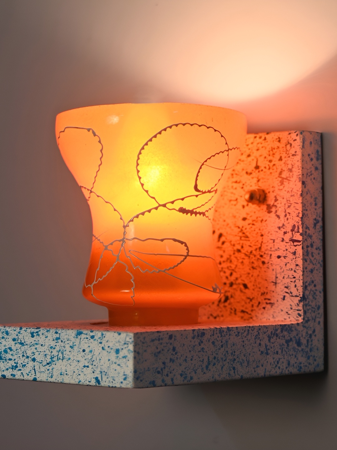 

1ST TIME Red & White Glass Printed Contemporary Bell Shaped Wall Lamp