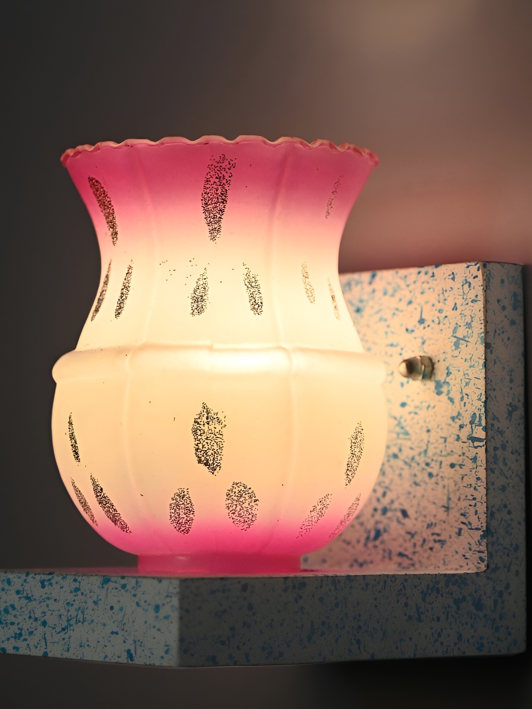 

1ST TIME Pink & Silver Toned Textured Glass Contemporary Wall Lamp