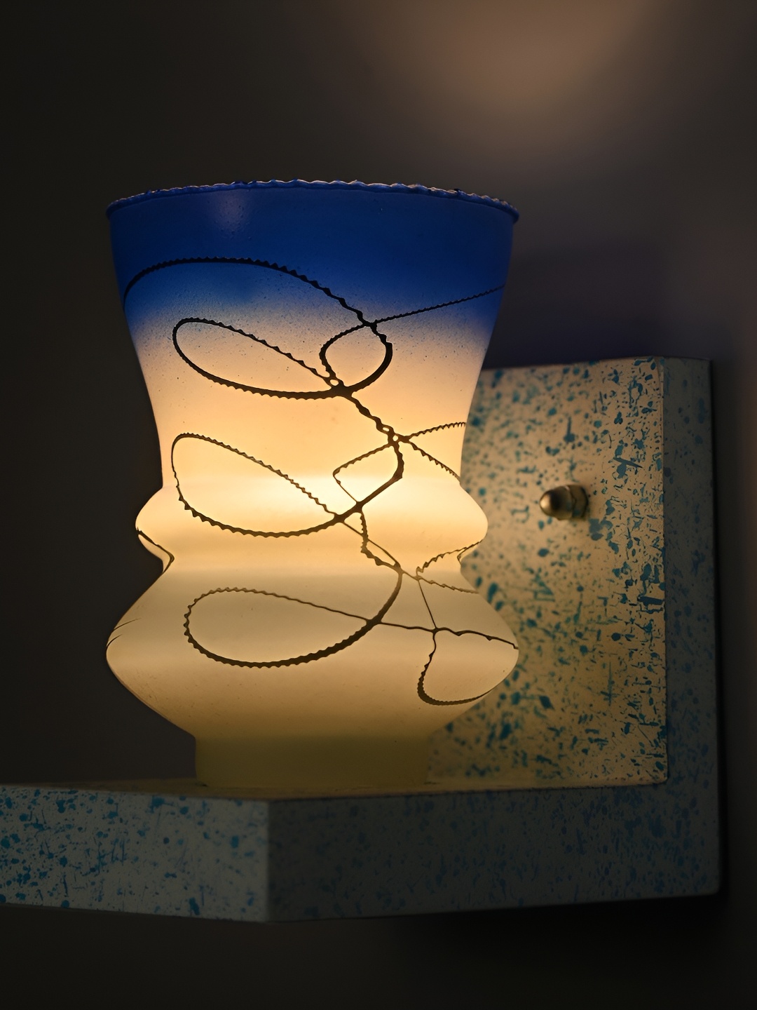

1ST TIME Blue & White Printed Glass Contemporary Wall Lamp