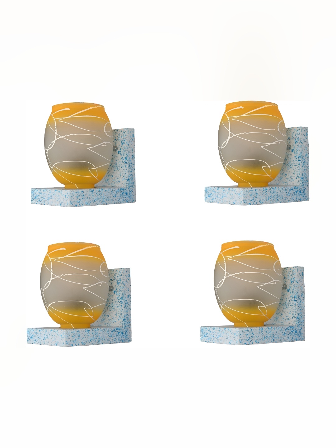 

1ST TIME Yellow & White 4 Pieces Printed Glass Contemporary Spherical Shaped Wall Lamp