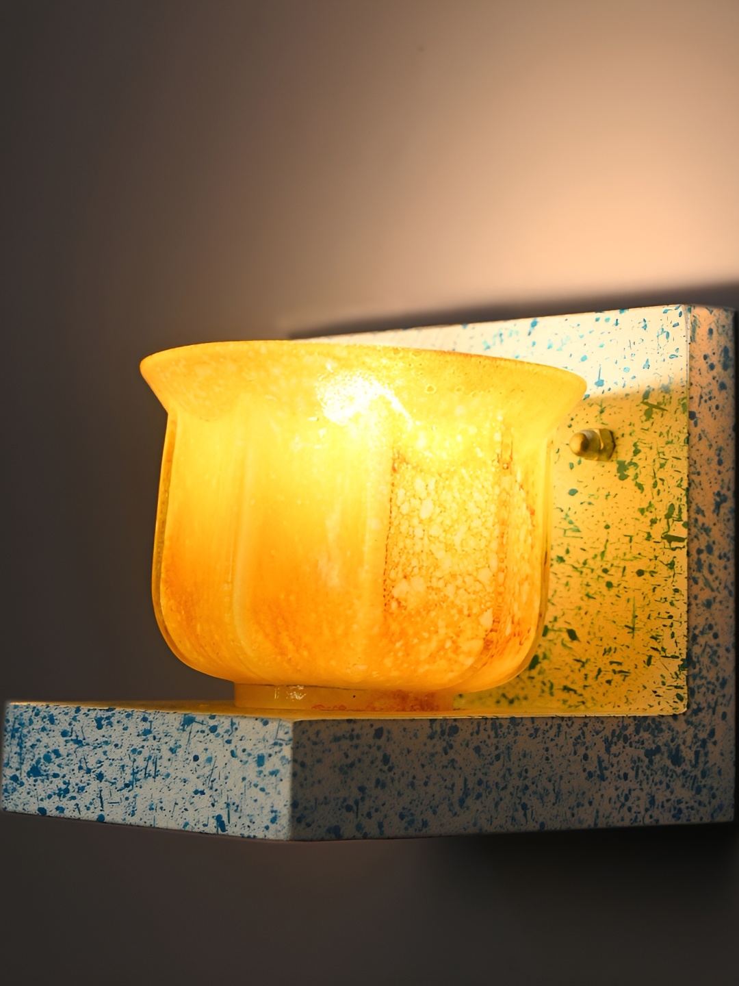 

1ST TIME Brown & White Printed Glass Contemporary Wall Lamp