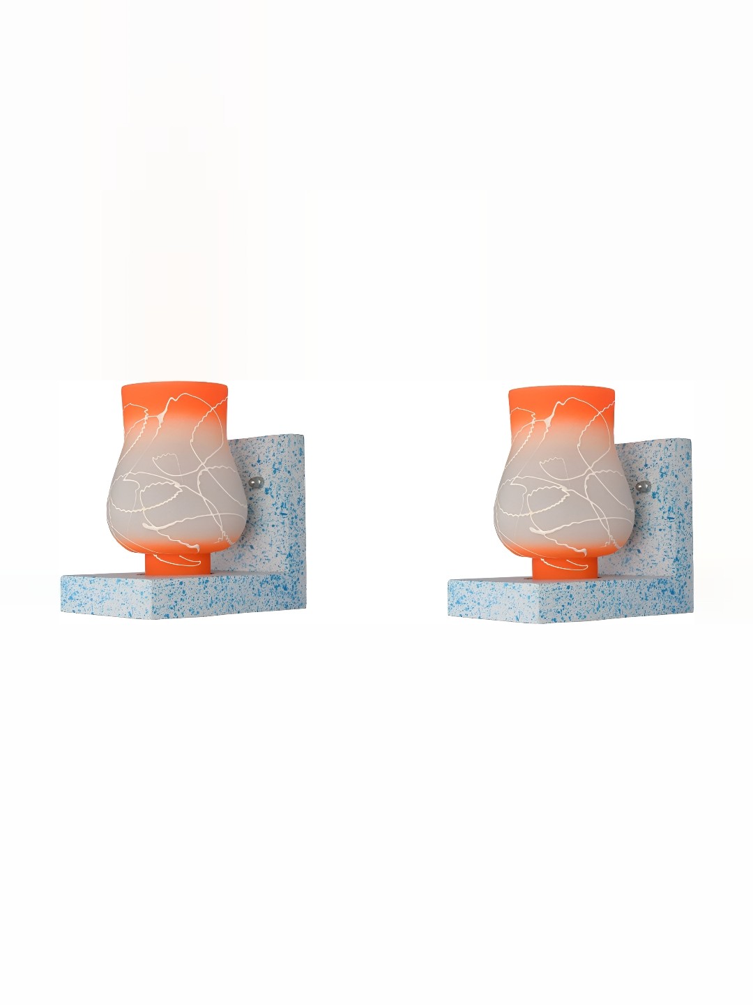 

1ST TIME Orange & White 2 Pieces Textured Glass Traditional Wall Lamp