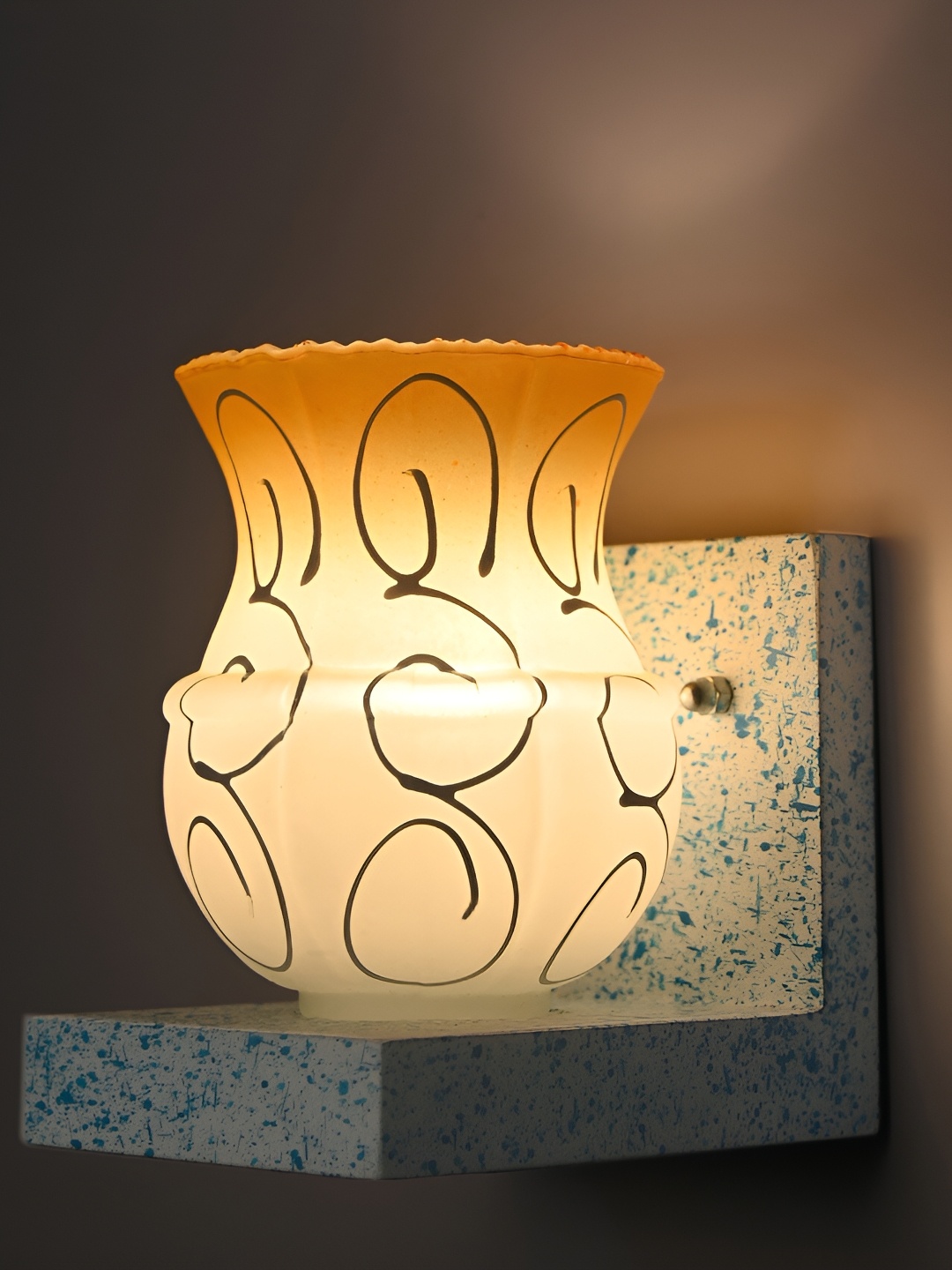 

1ST TIME White & Yellow Printed Glass Traditional Wall Lamp