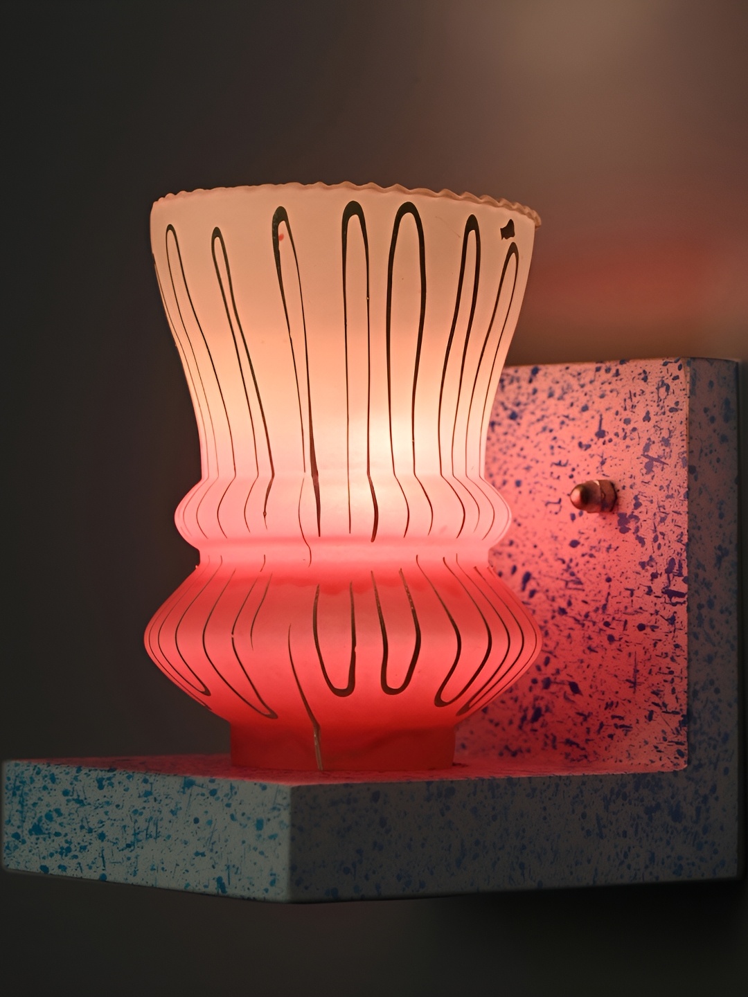 

1ST TIME Pink & Black Textured Glass Cylinder Shaped Contemporary Wall Lamp