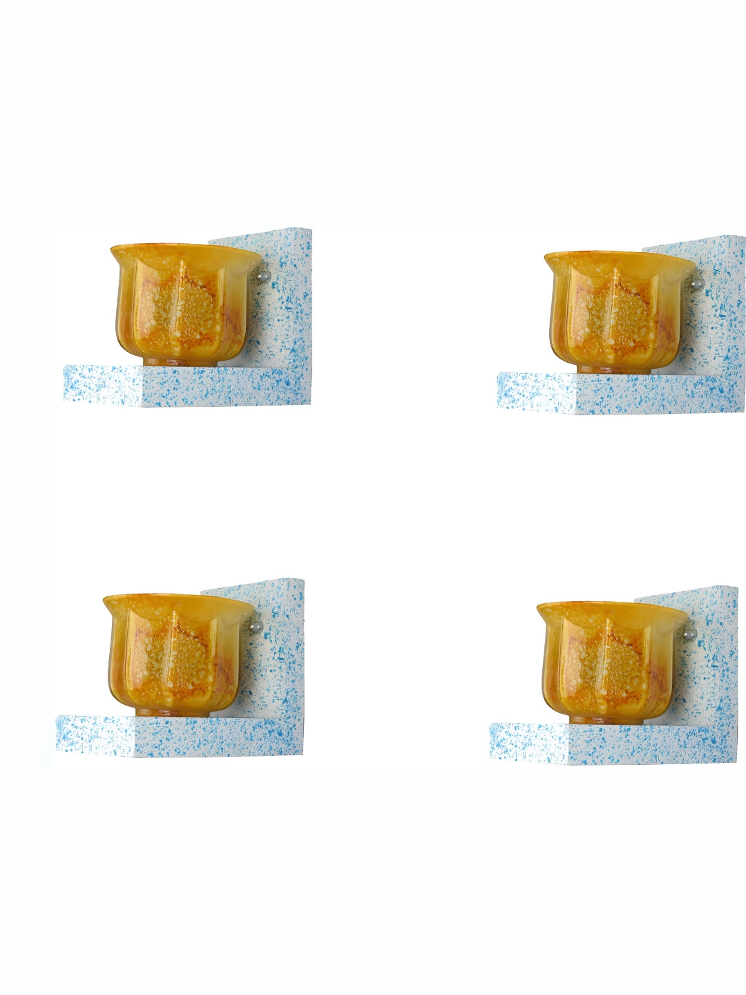 

1ST TIME Yellow & White 4 Pieces Printed Glass Traditional Wall Lamps
