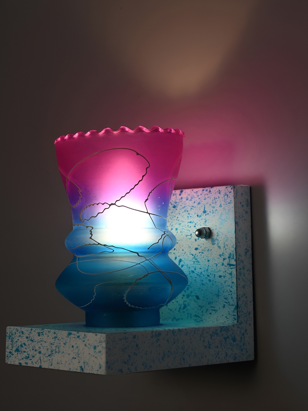 

1ST TIME Pink & Blue Textured Glass Traditional Wall Lamp