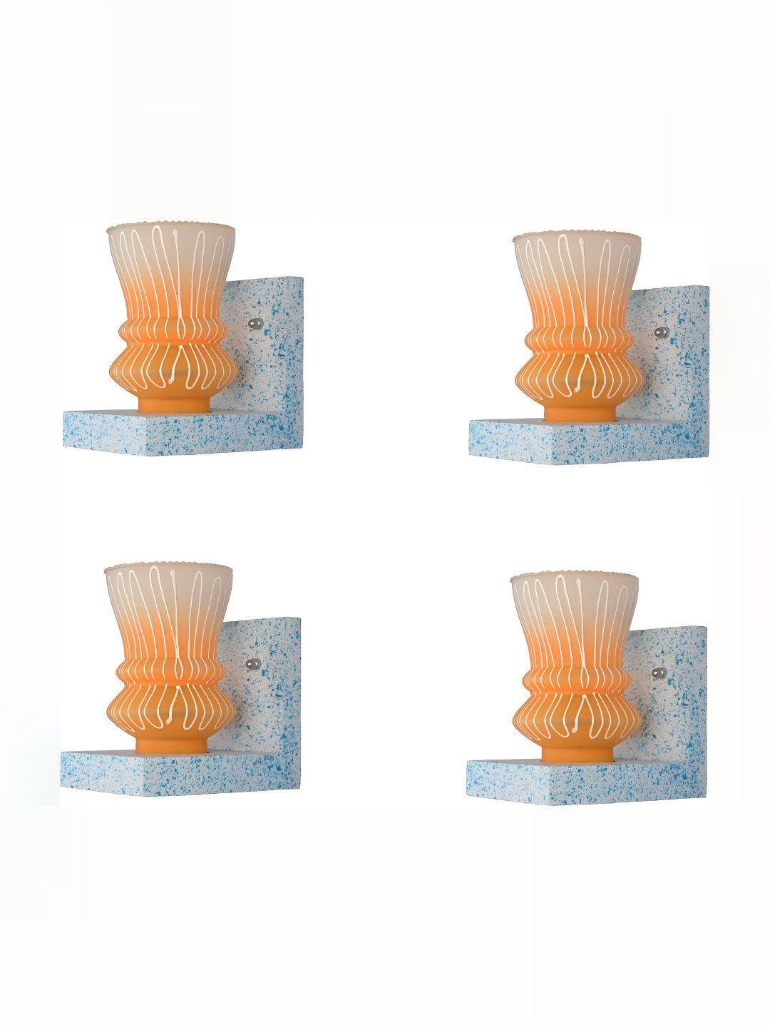 

1ST TIME Orange & White 4 Pieces Printed Glass Contemporary Wall Lamp