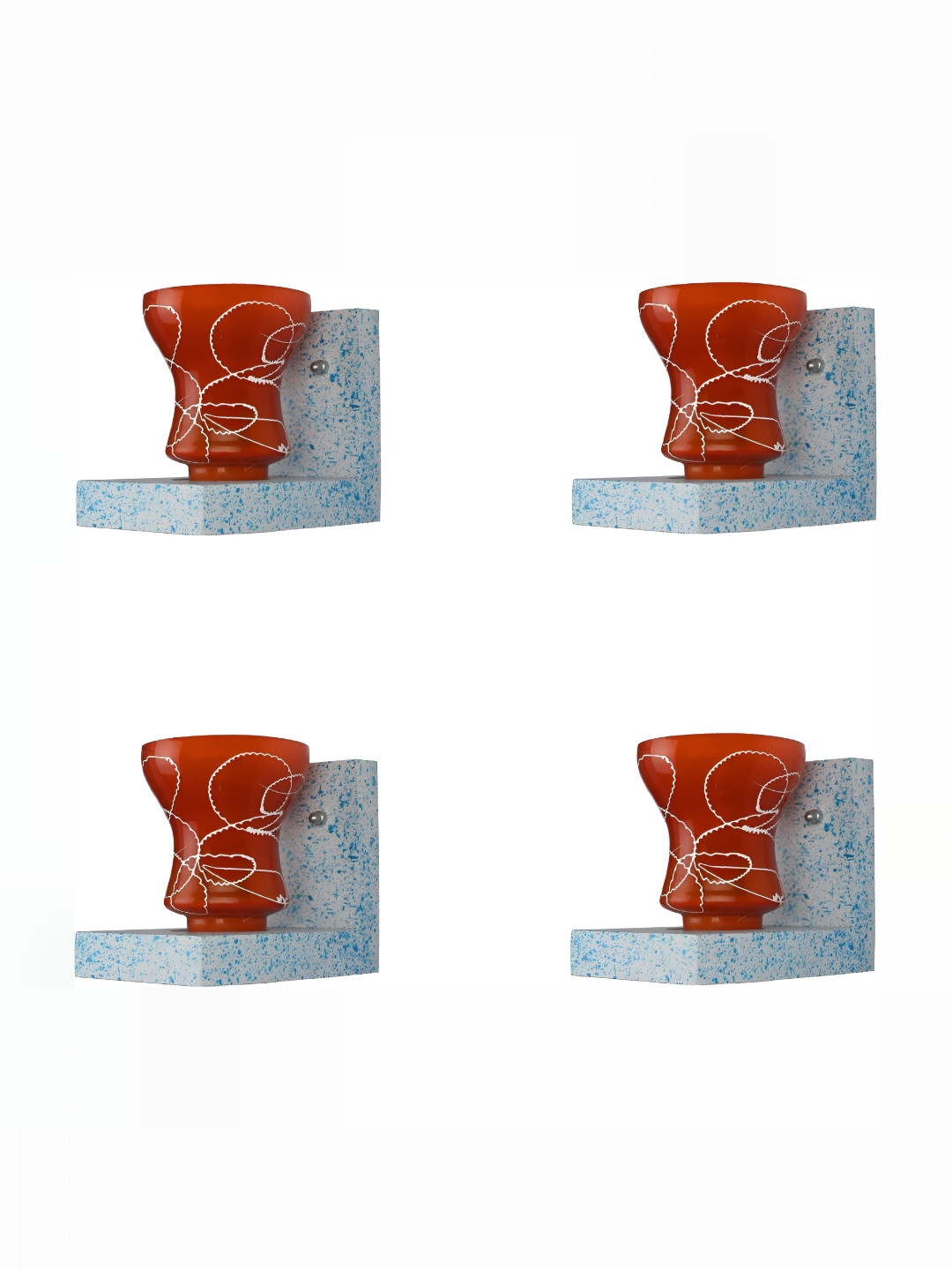 

1ST TIME Red & White 4 pieces Printed Glass Contemporary Wall Lamp