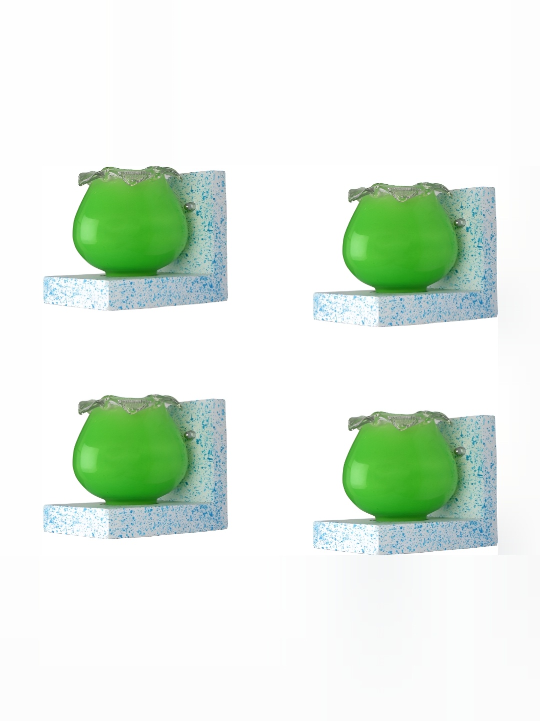 

1ST TIME Green & White 4 Pcs Glass Traditional Wall Lamp