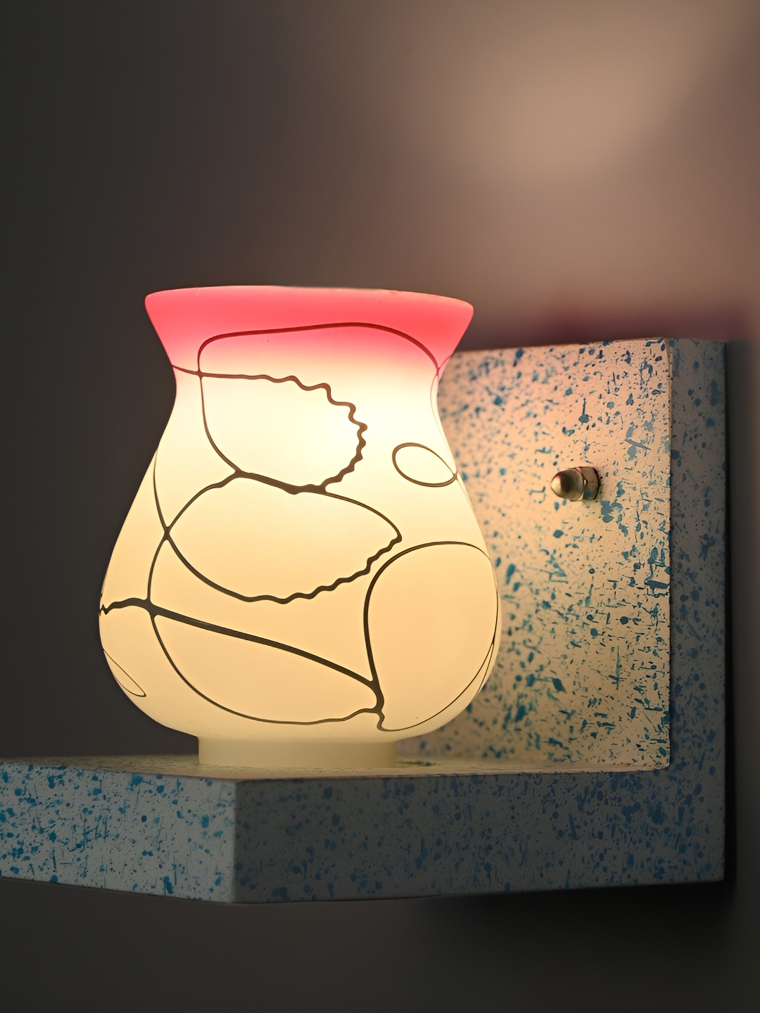 

1ST TIME Pink & White Printed Abstract Shaped Glass Wall Lamp