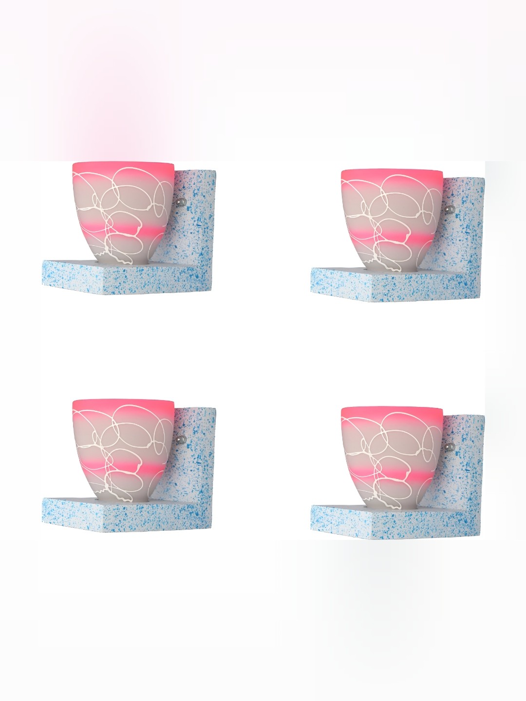 

1ST TIME Pink & White 4 Pieces Textured Glass Traditional Wall Lamp