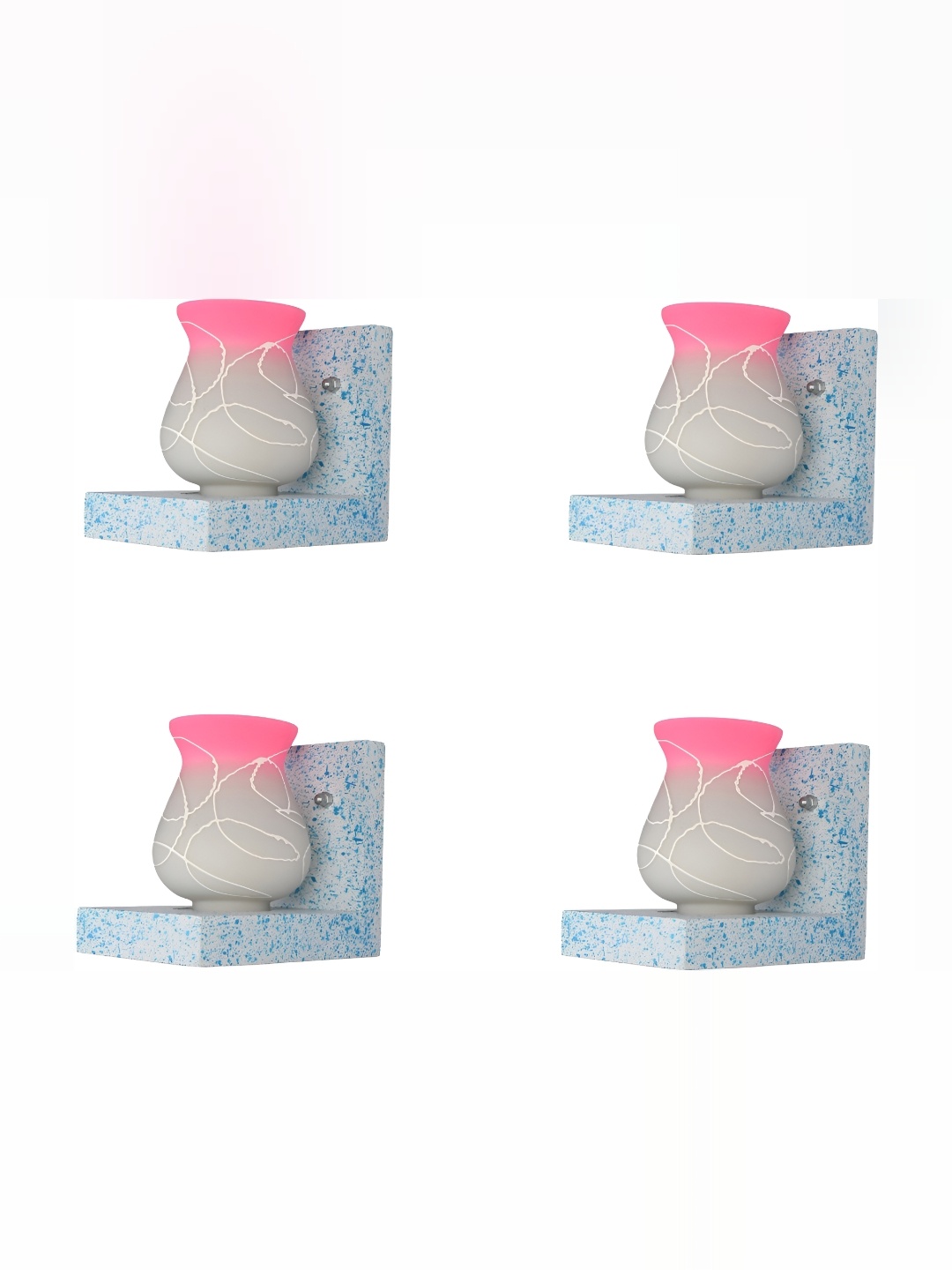 

1ST TIME Pink & White 4 Pieces Printed Glass Traditional Wall Lamp