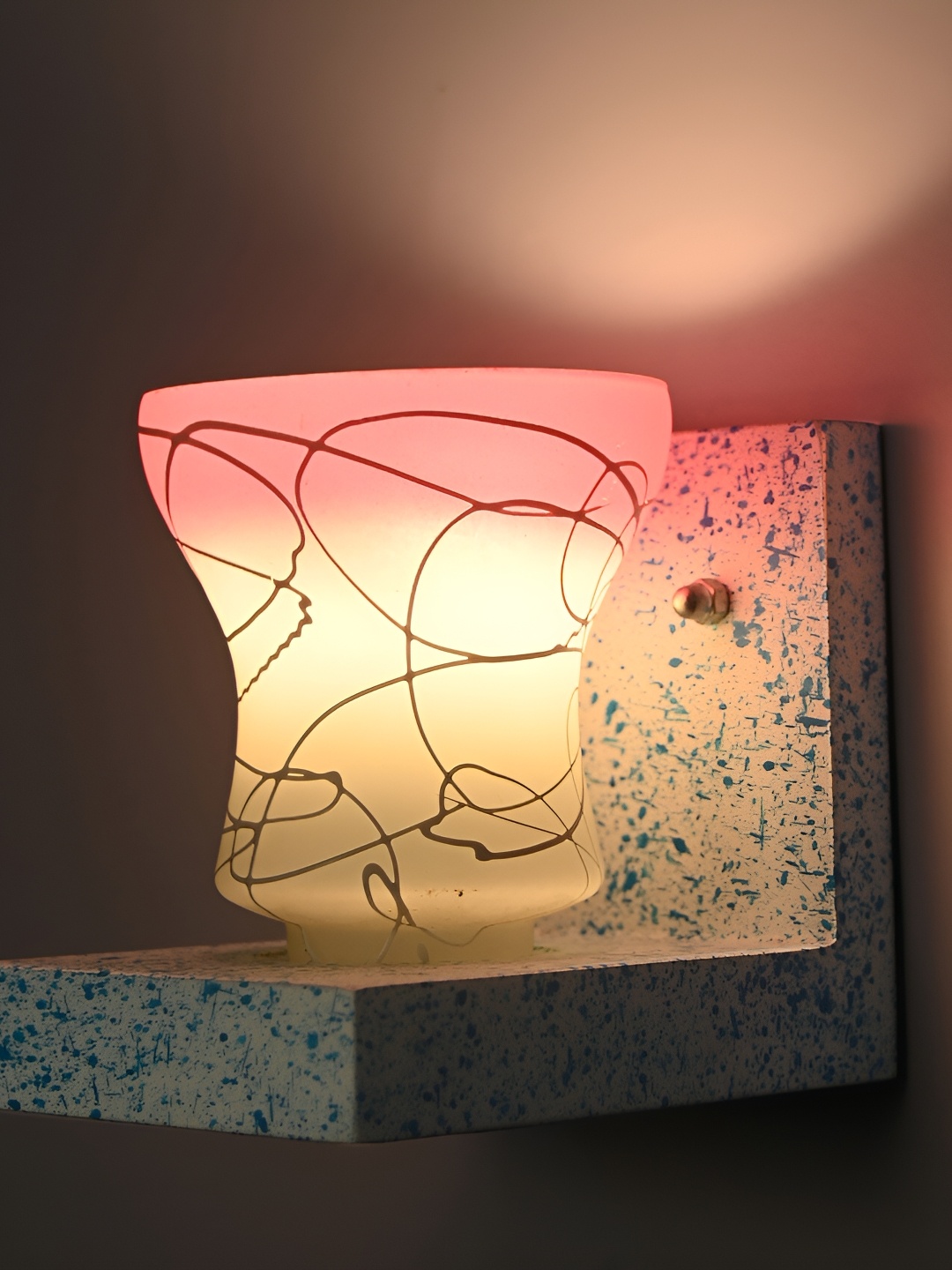 

1ST TIME Pink & Grey Printed Glass Bell Shaped Contemporary Wall Lamp